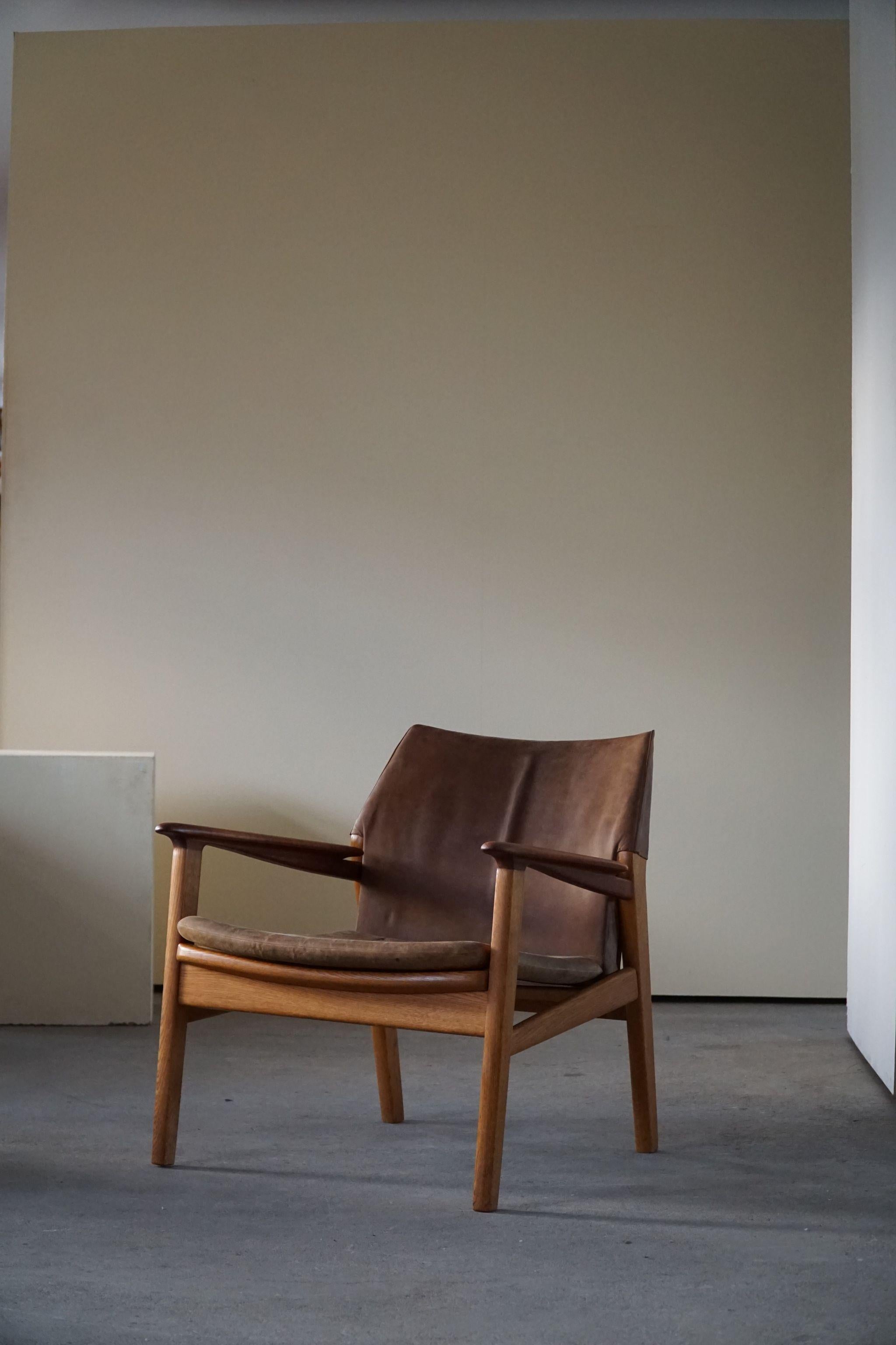 Hans Olsen Easy Chair in Oak, Teak & Suede, by Gärsnäs in Sweden, 1960s 7