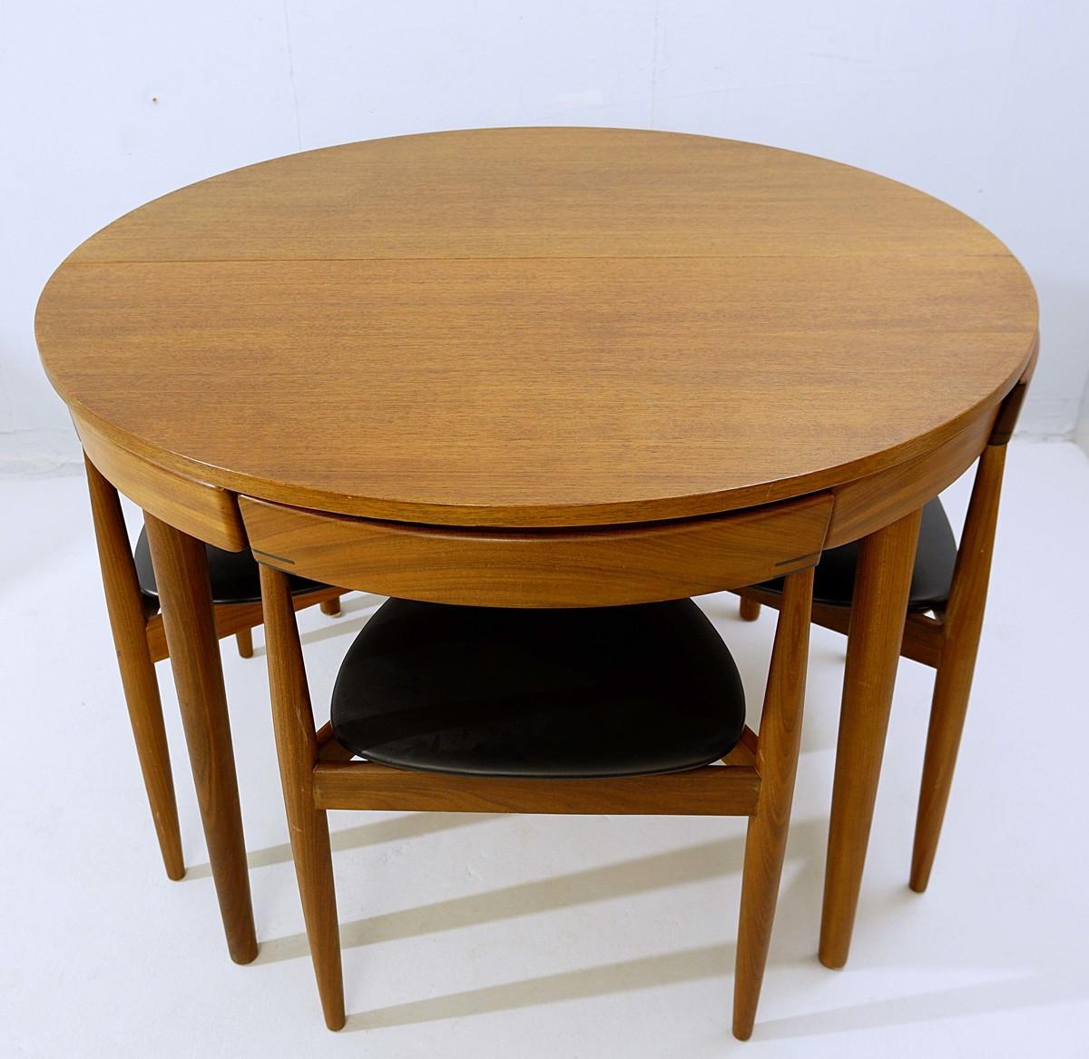 Mid-Century Modern Hans Olsen Extendable Dining Table with Four Chairs for Frem Røjle, Denmark 1960