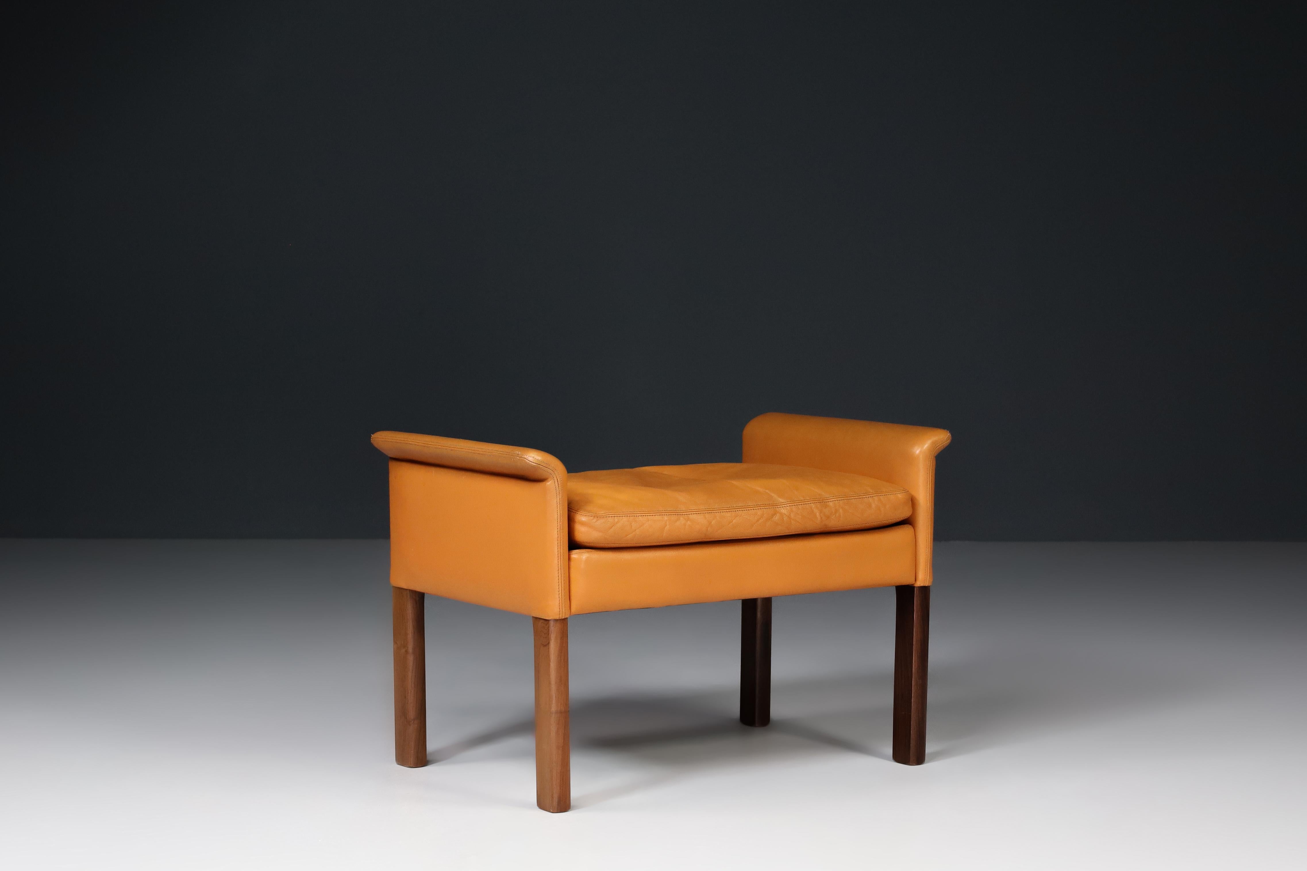 Scandinavian Modern Hans Olsen for C/S Møbler, Lounge Chair and Ottoman in Walnut and Leather 1960s For Sale