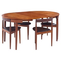 Hans Olsen for Frem Rojle Expanding Teak Dining Table with 4 Nesting Chairs Hans Olsen for Frem Rojle Expanding Teak Dining Table with 4 Nesting Chairs
