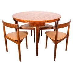 Retro Hans Olsen for Frem Rojle MCM Teak Danish Dinette Game Nesting Table 4 Chairs