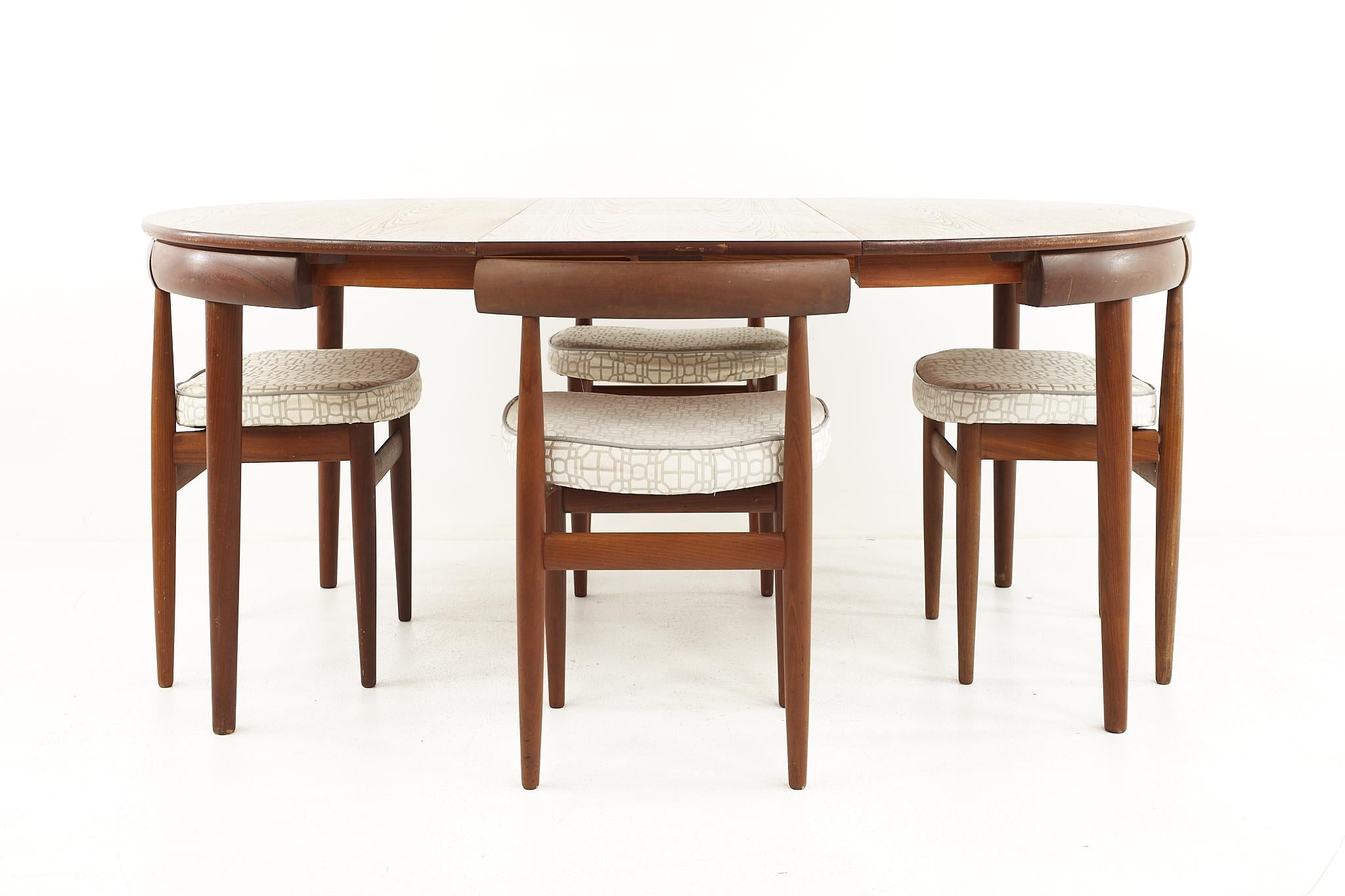 Hans Olsen for Frem Rojle MCM Teak Dining Table with Nesting Chairs, Set 4 2