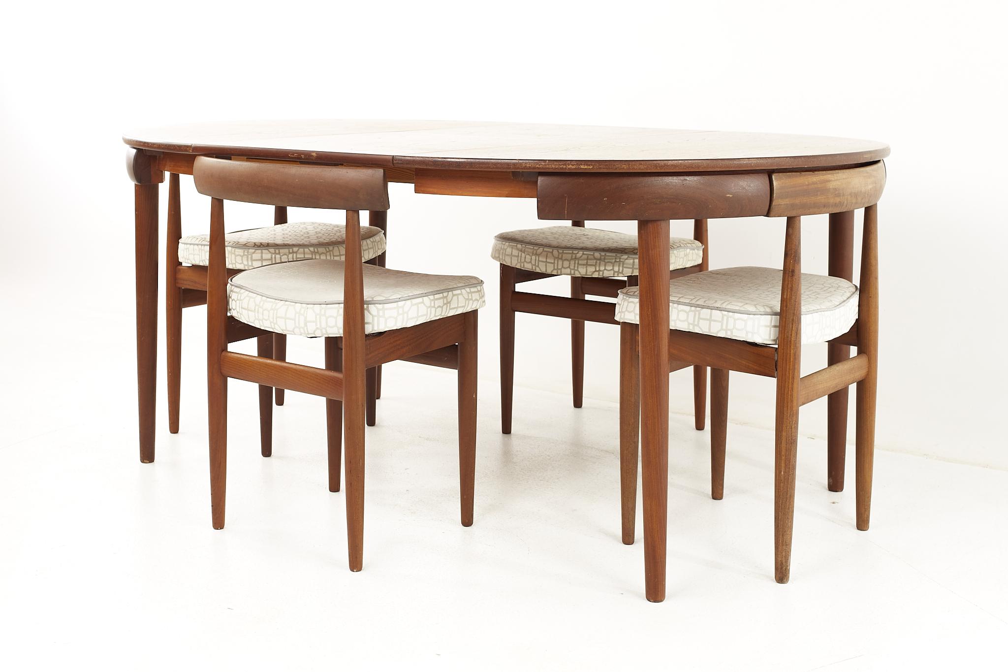 Hans Olsen for Frem Rojle MCM Teak Dining Table with Nesting Chairs, Set 4 3