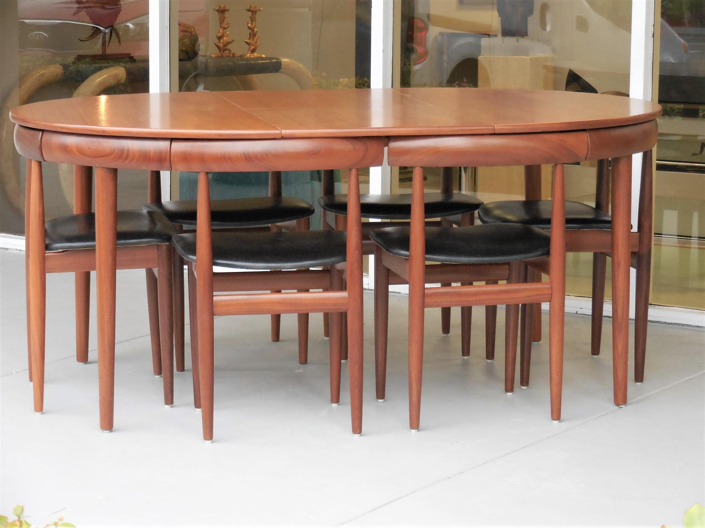 Hans Olsen for Frem Rojle Teak Danish Modern Dining Table and 6 Chairs 1