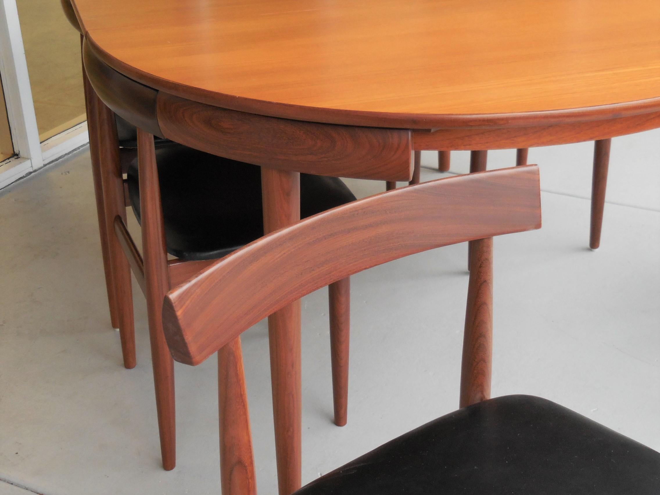 Hans Olsen for Frem Rojle Teak Danish Modern Dining Table and 6 Chairs 2