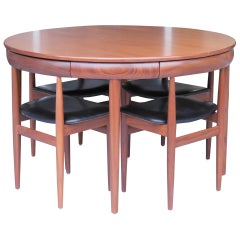 Hans Olsen for Frem Rojle Teak Danish Modern Dining Table and 6 Chairs