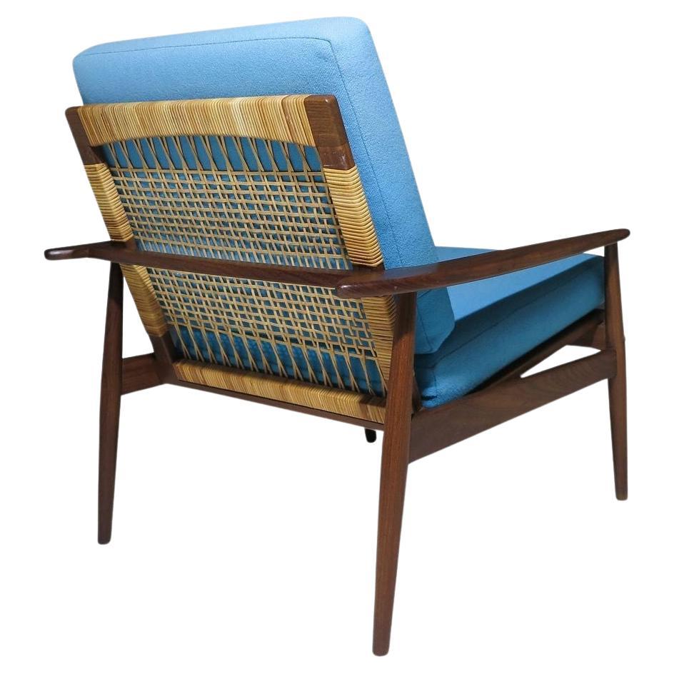 Hans Olsen for Juul Kristensen Mid-century Danish Lounge Chair with Cane Back