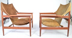 Hans Olsen for Viska Mobler 'Kinna' Suede Easy Chairs
