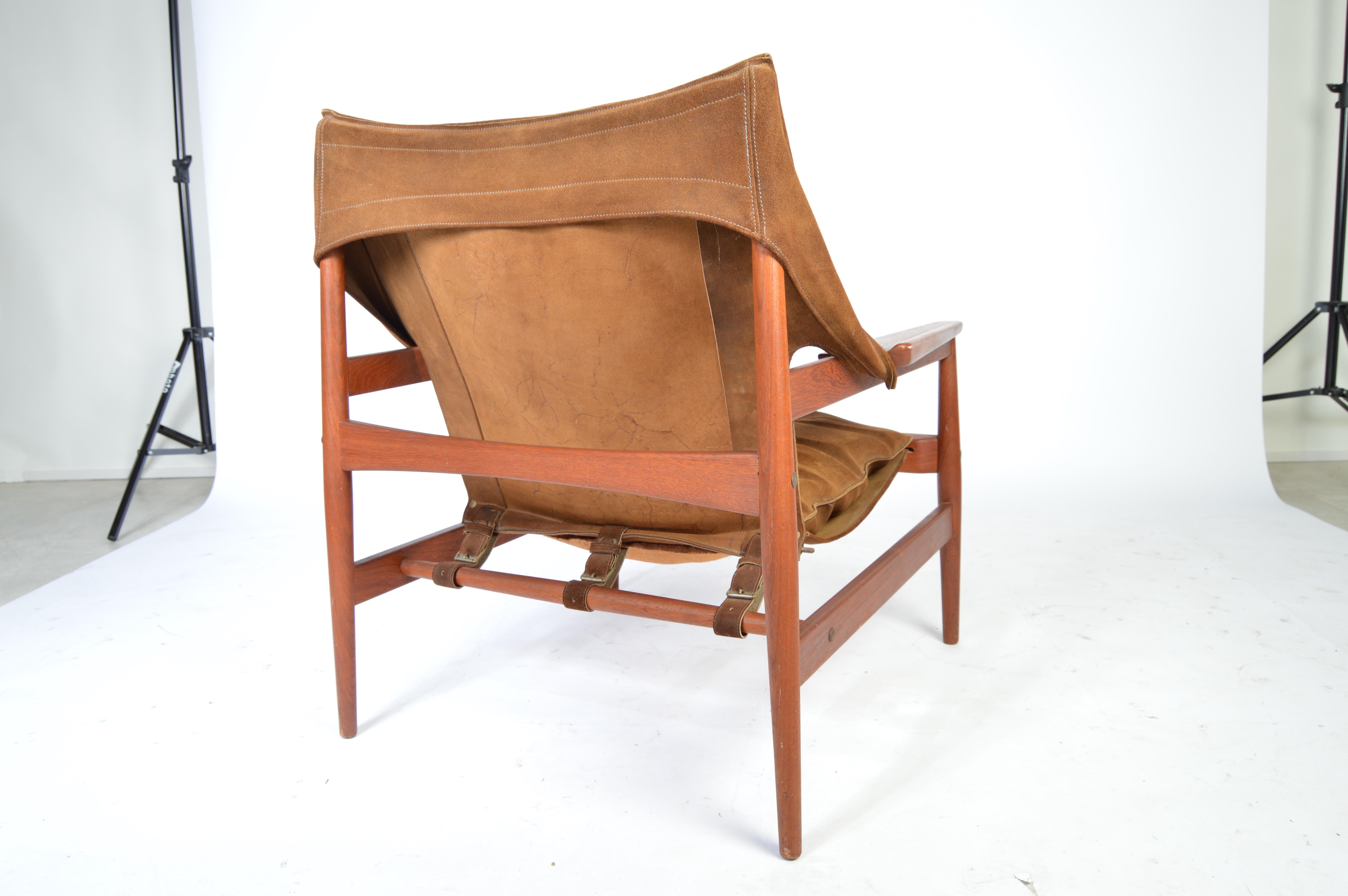 Mid-20th Century Hans Olsen for Viska Mobler 'Kinna' Suede Easy Chairs