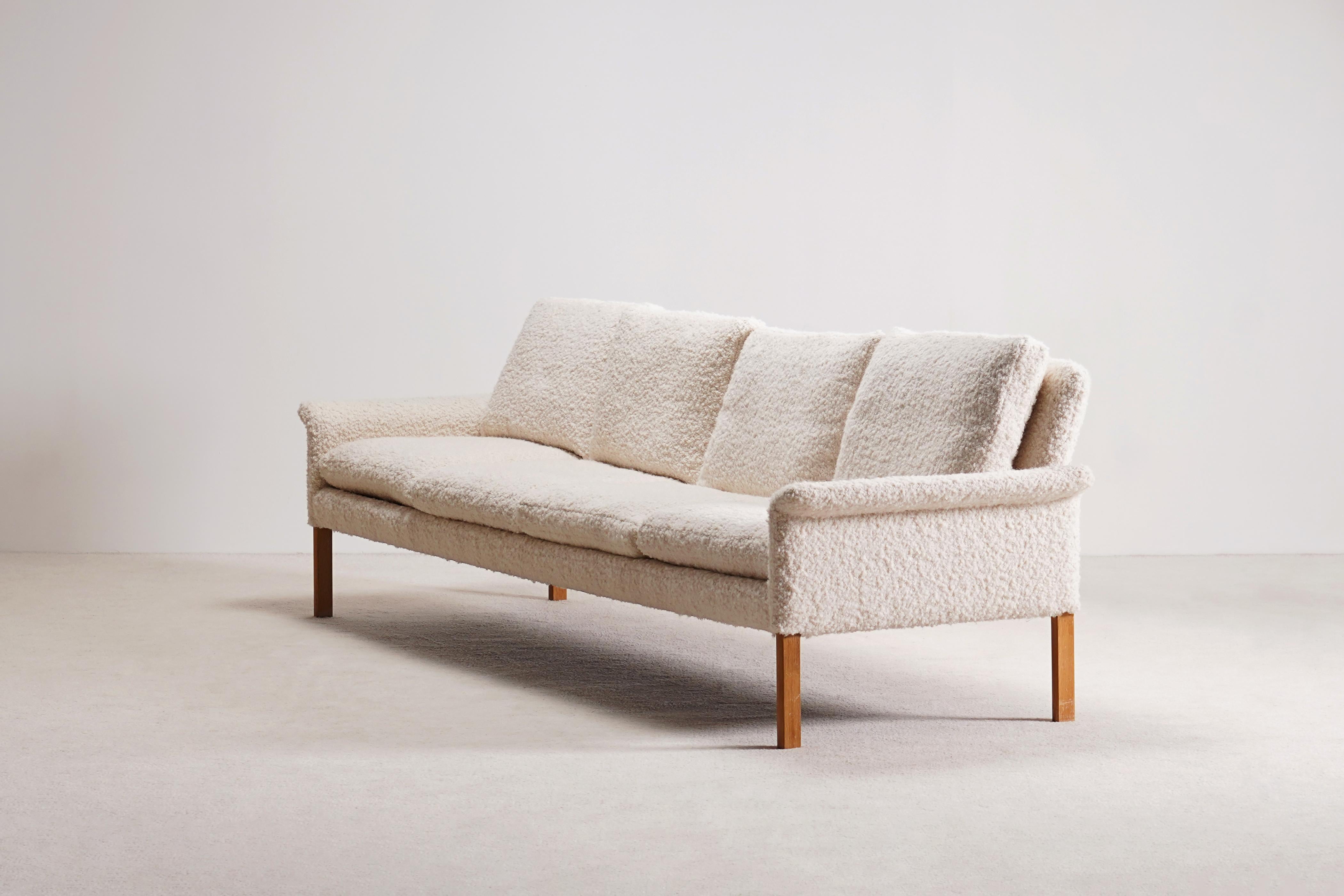 Scandinavian Modern Hans Olsen Four-Seat Sofa for CS-Mobler. 1960. New Bouclé Fabric upholstery.