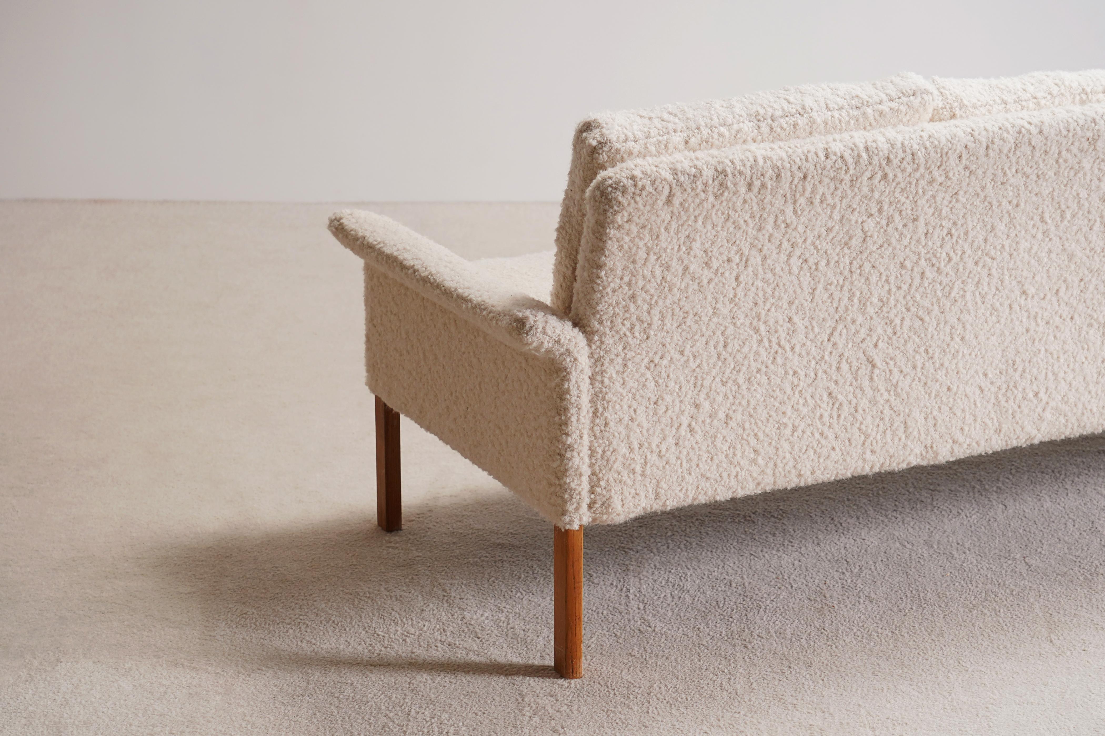 Hans Olsen Four-Seat Sofa for CS-Mobler. 1960. New Bouclé Fabric upholstery. 1