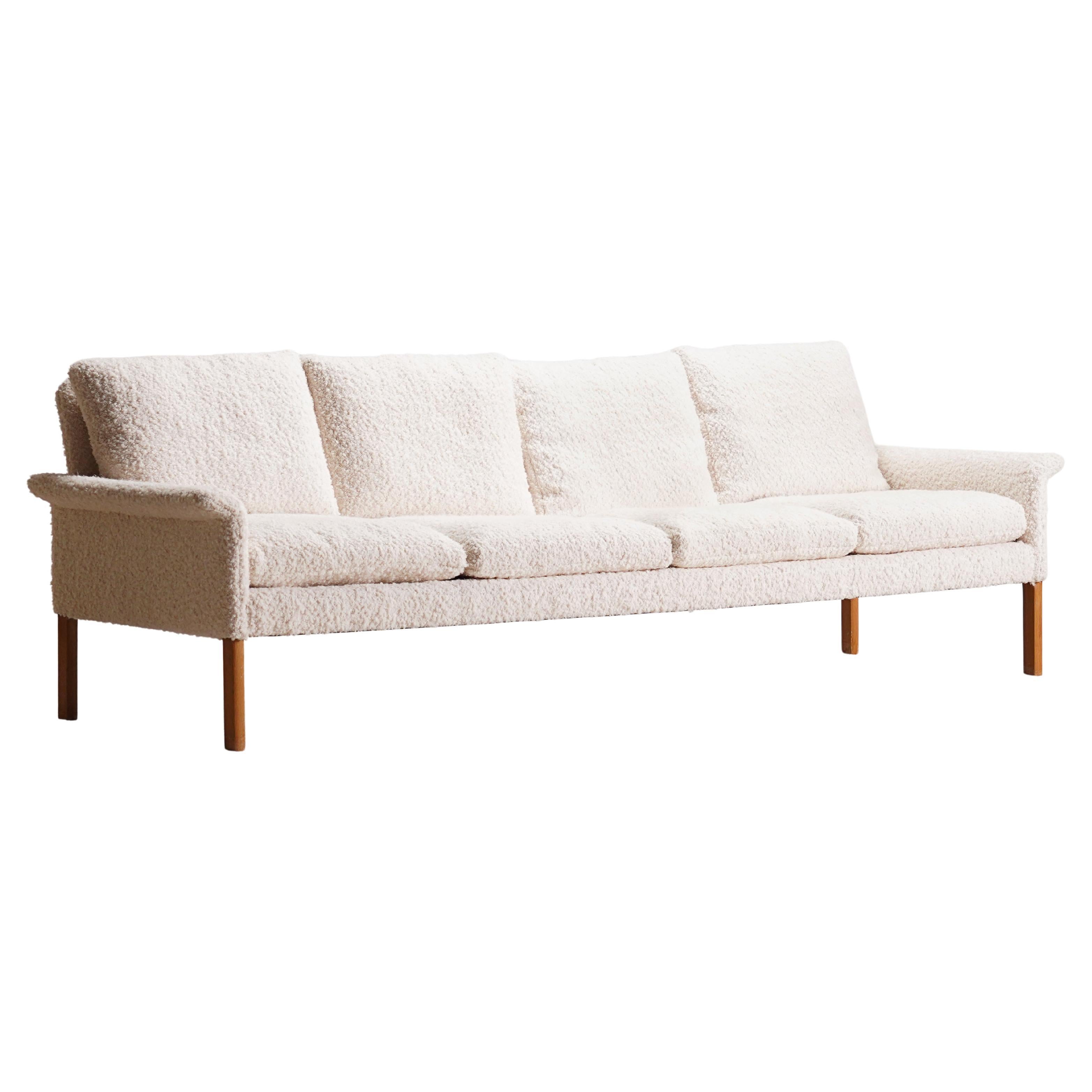 Hans Olsen Four-Seat Sofa for CS-Mobler. 1960. New Bouclé Fabric upholstery.