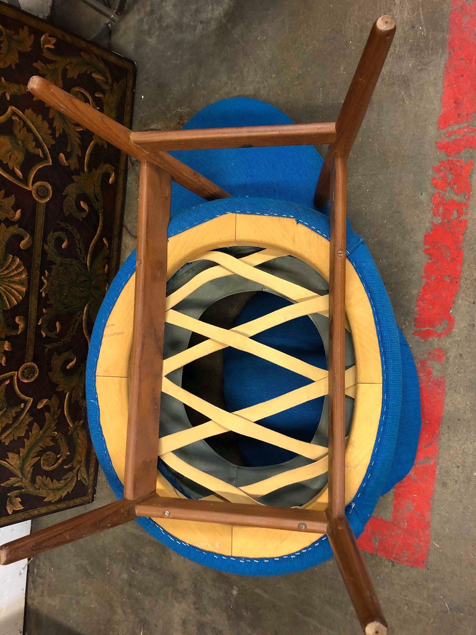 Cotton Hans Olsen Fried Egg Chair with Teak Frame, circa 1956