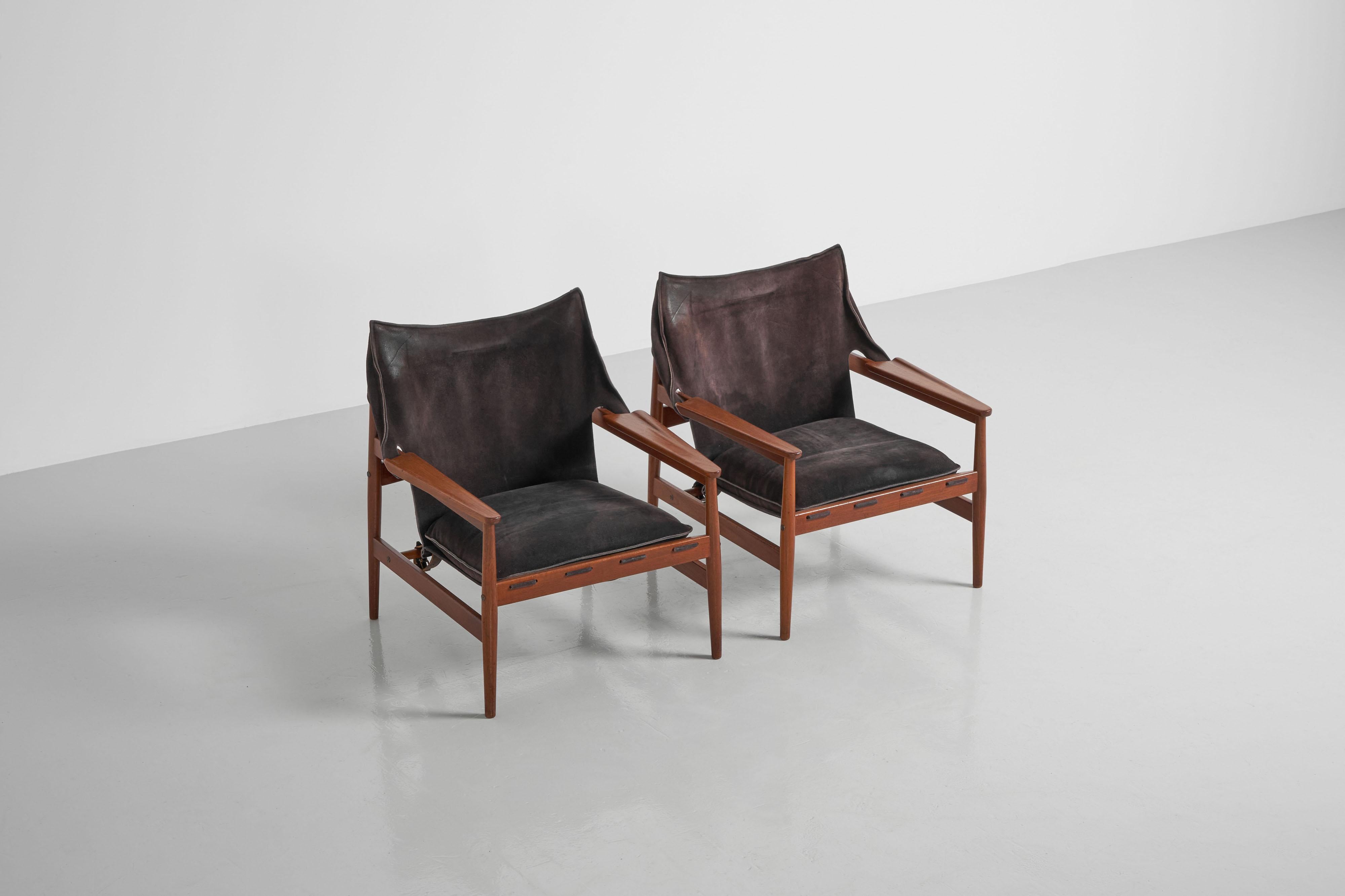 Mid-20th Century Hans Olsen Kinna lounge chairs Viska Sweden 1960 For Sale
