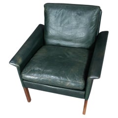 Hans Olsen fauteuil de salon en cuir vert + bois de rose