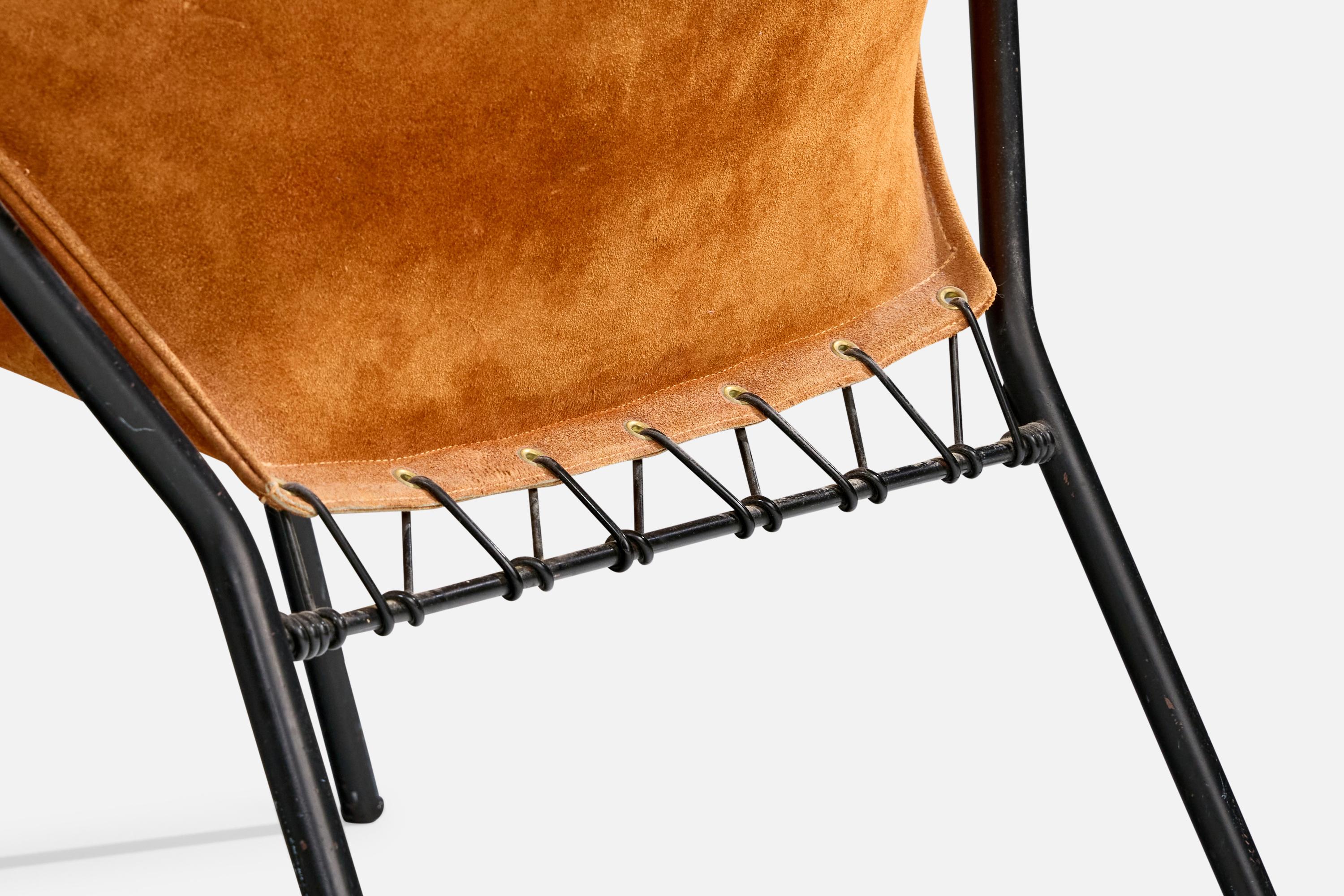 Hans Olsen, Lounge Chair, Teak, Steel, Suede, Denmark, 1960s For Sale 5