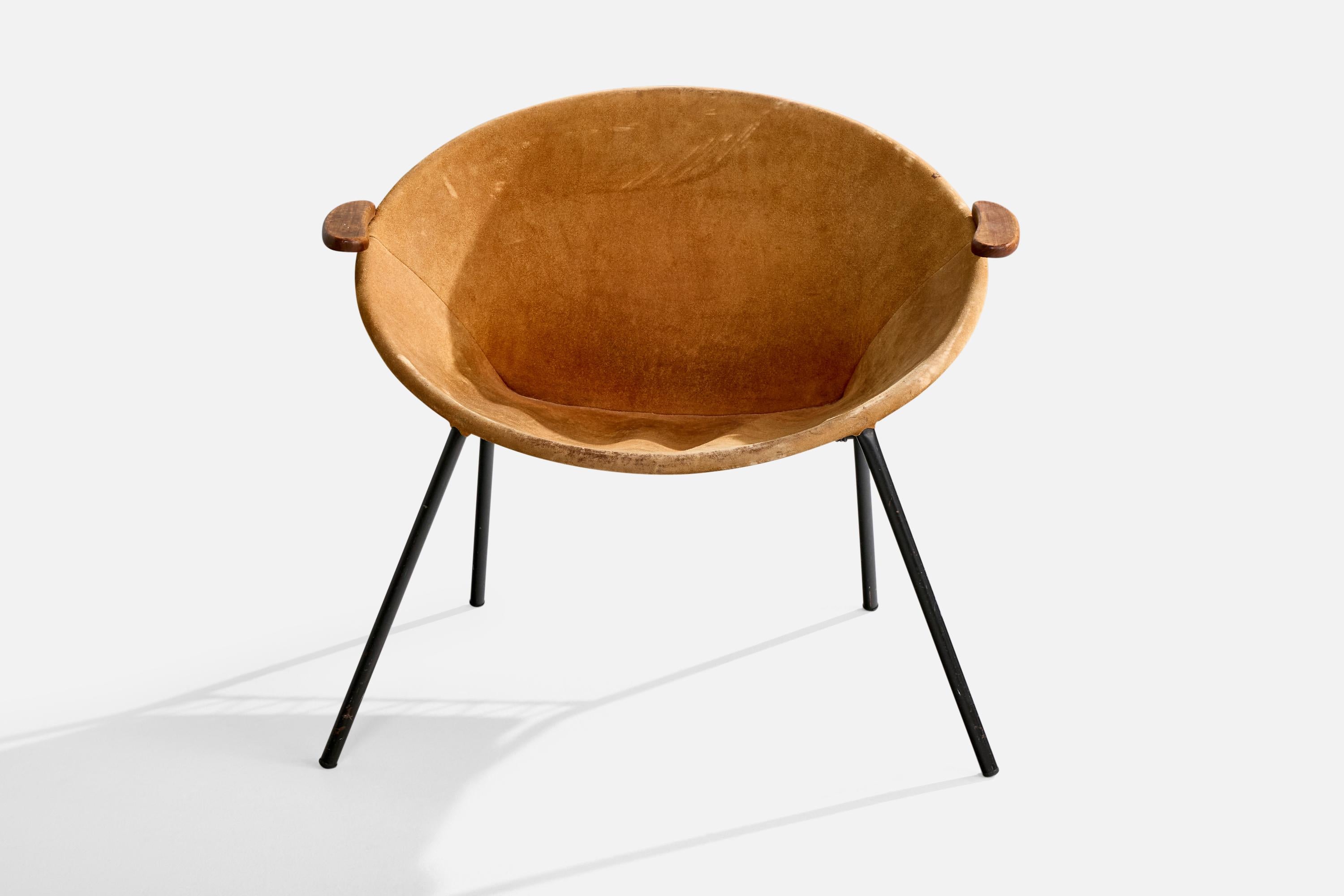 Mid-Century Modern Hans Olsen, Lounge Chair, Teak, Steel, Suede, Denmark, 1960s For Sale