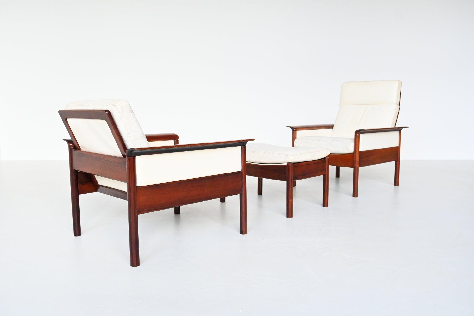 Danish Hans Olsen Lounge Chairs and Ottoman Vatne Mobler Denmark, 1960