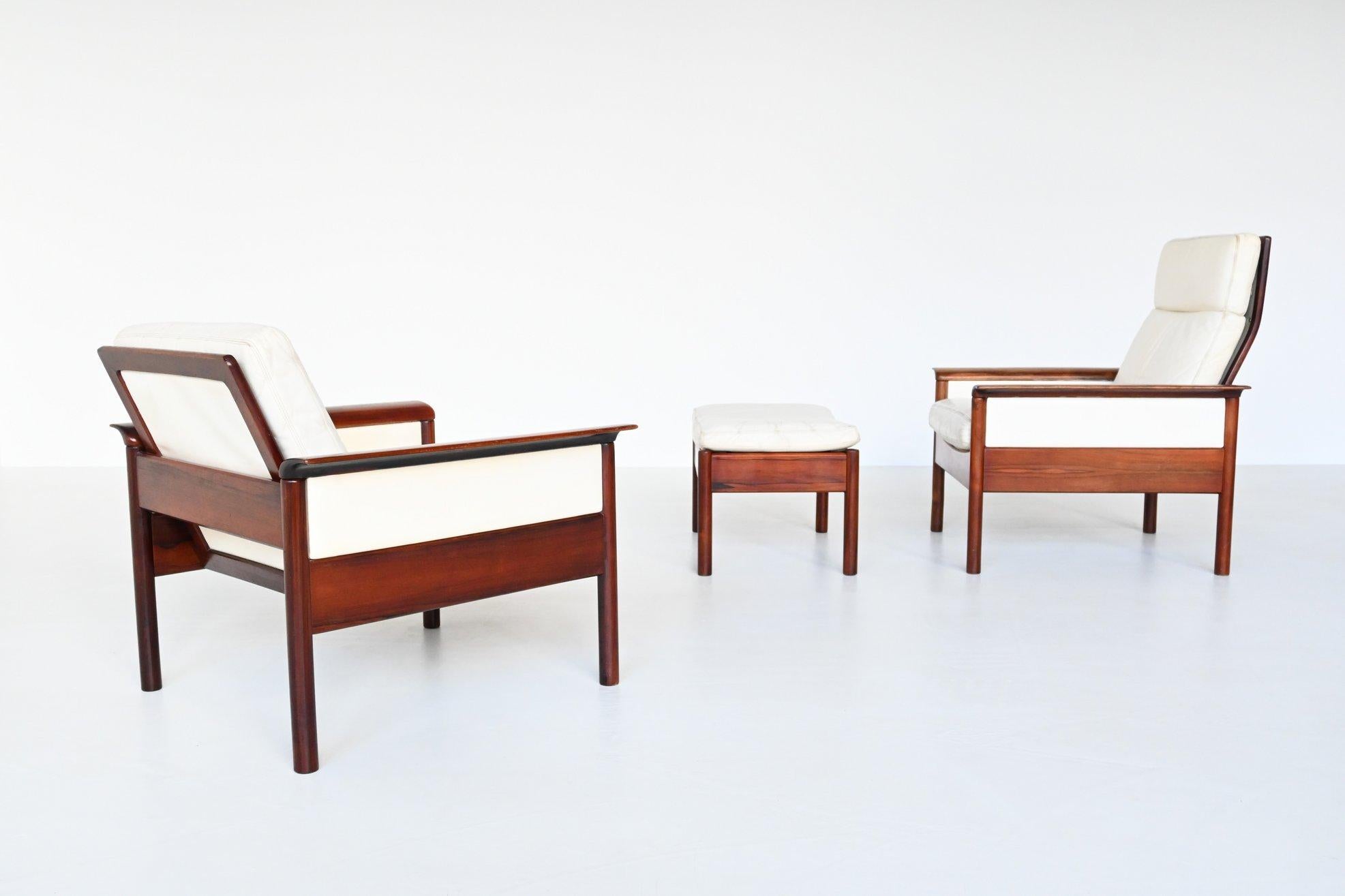Hans Olsen Lounge Chairs and Ottoman Vatne Mobler Denmark, 1960 In Good Condition In Etten-Leur, NL