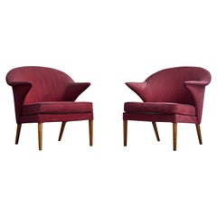 Hans Olsen, fauteuils de salon, tissu, bois, Danemark, années 1960