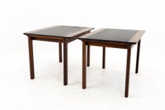 Hans Olsen Mid Century Rosewood and Leather Side End Table, Set of 2