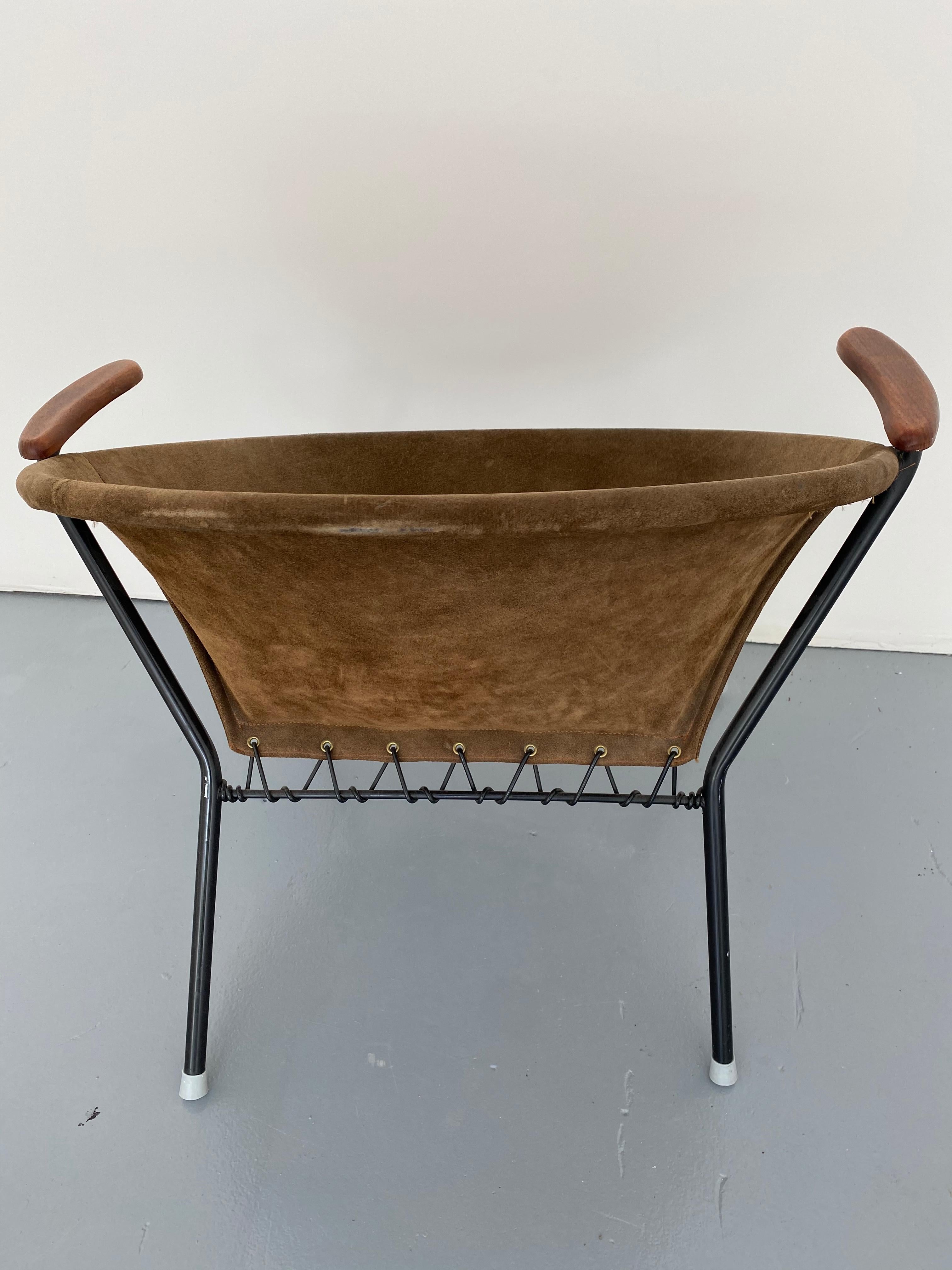 Hans Olsen Midcentury Dänischer Leder Ballon Stuhl im Zustand „Gut“ im Angebot in West Hollywood, CA