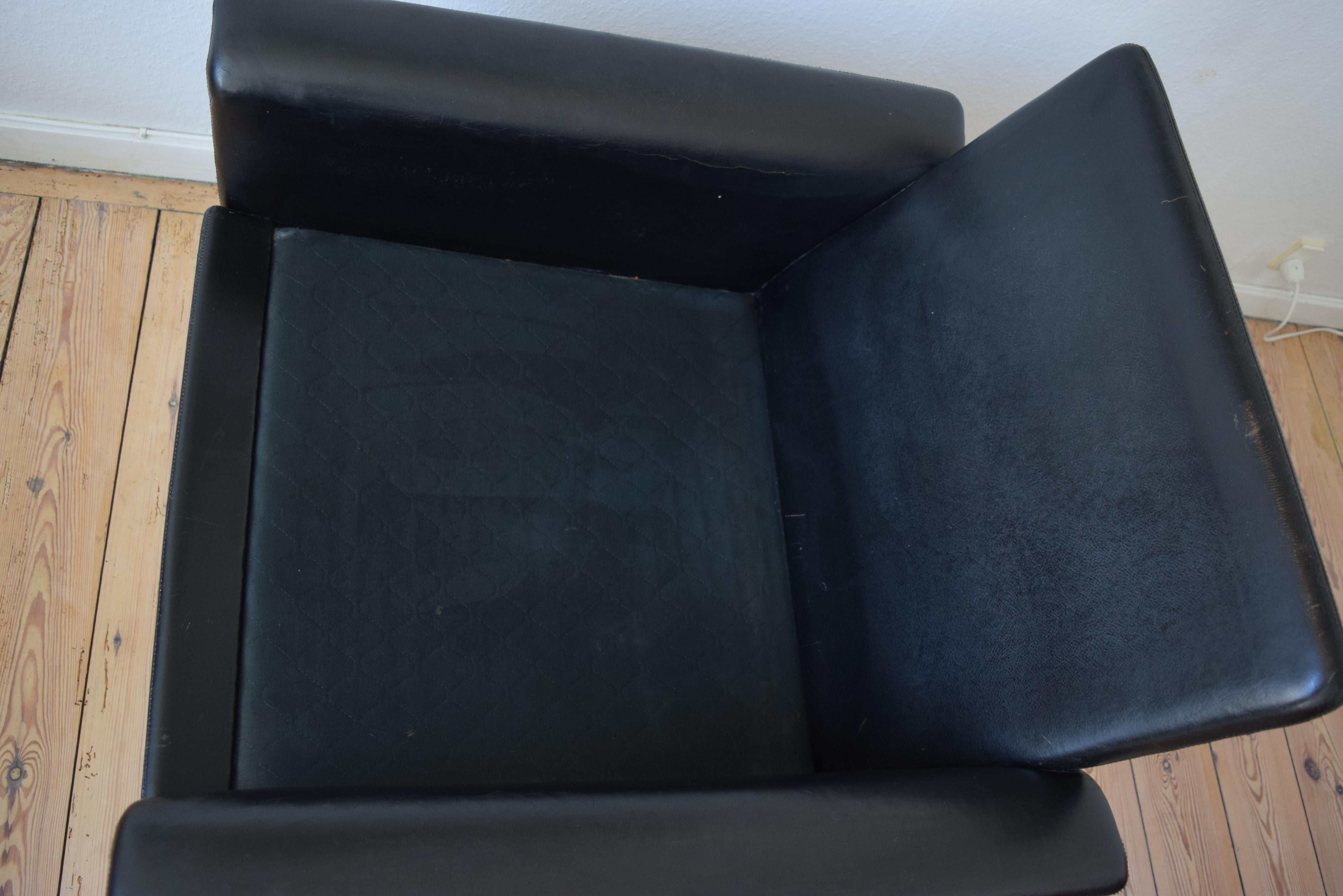 Hans Olsen Model 500 Black Leather Lounge Chair, CS Møbler, 1960s 5