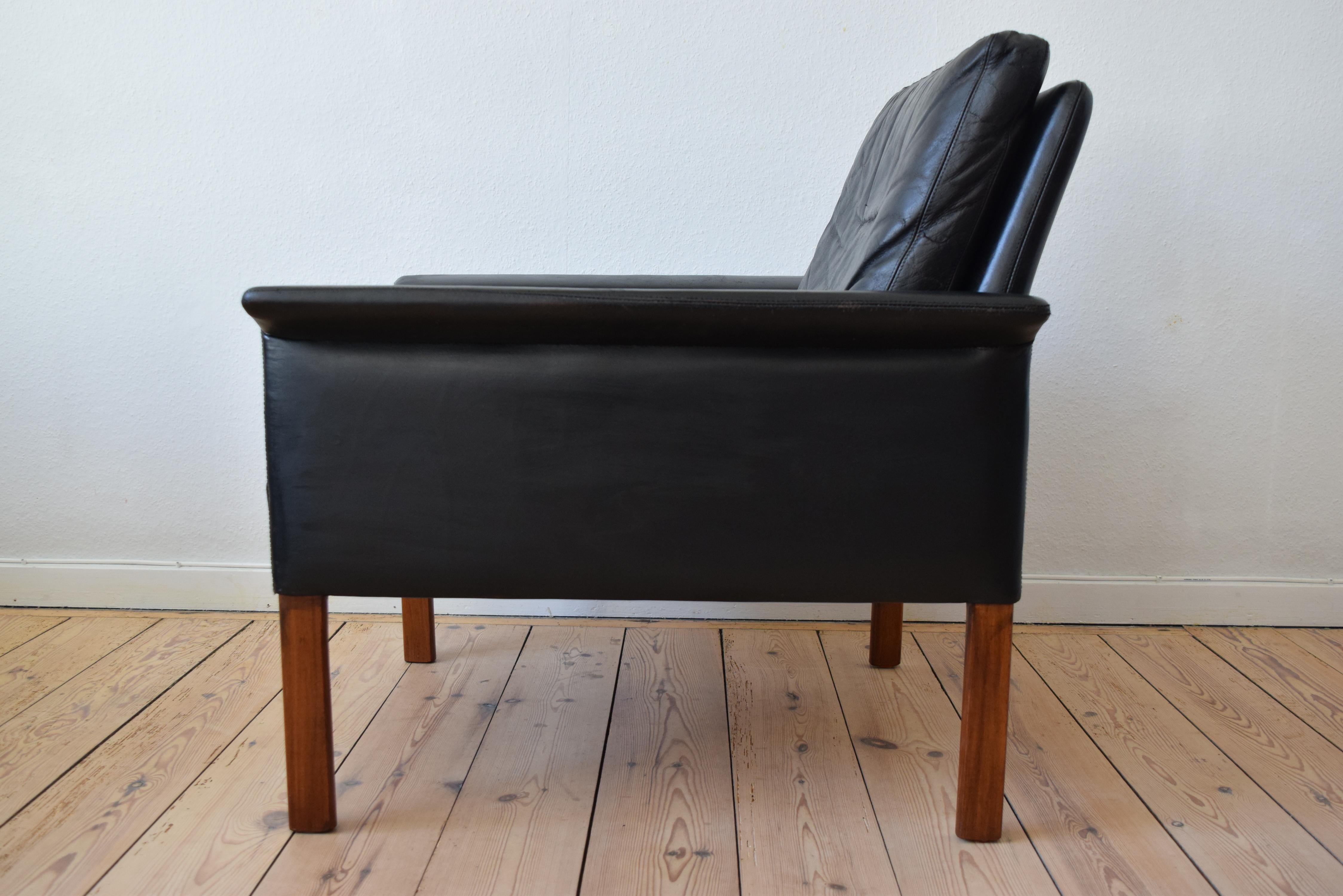 Hans Olsen Model 500 Black Leather Lounge Chair, CS Møbler, 1960s 1