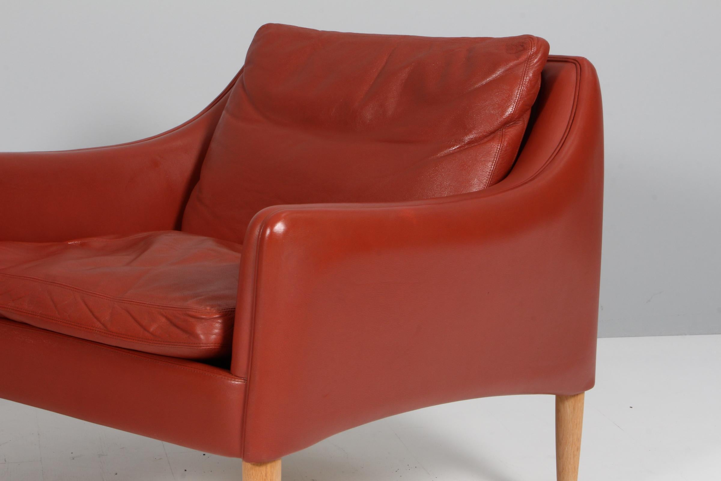 Hans Olsen Paire de  chaises longues, cuir cognac Bon état - En vente à Esbjerg, DK