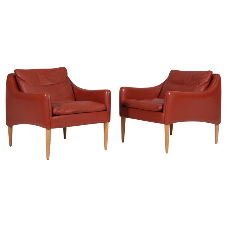 Hans Olsen Lounge Chairs by C.S. Møbler, Cognac Leather, 1960s