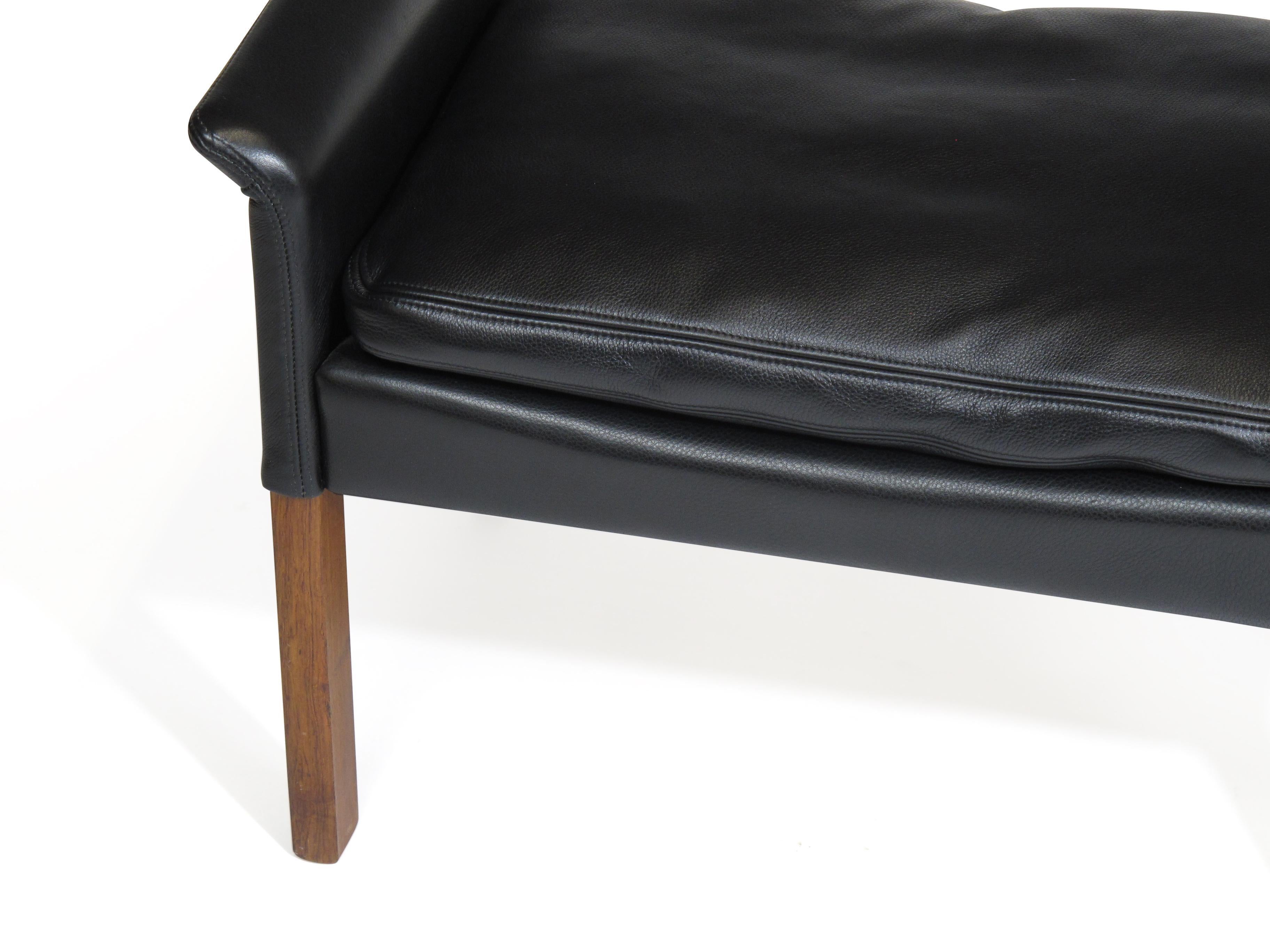 Hans Olsen Rosewood and Black Leather Ottomans, A Pair 3