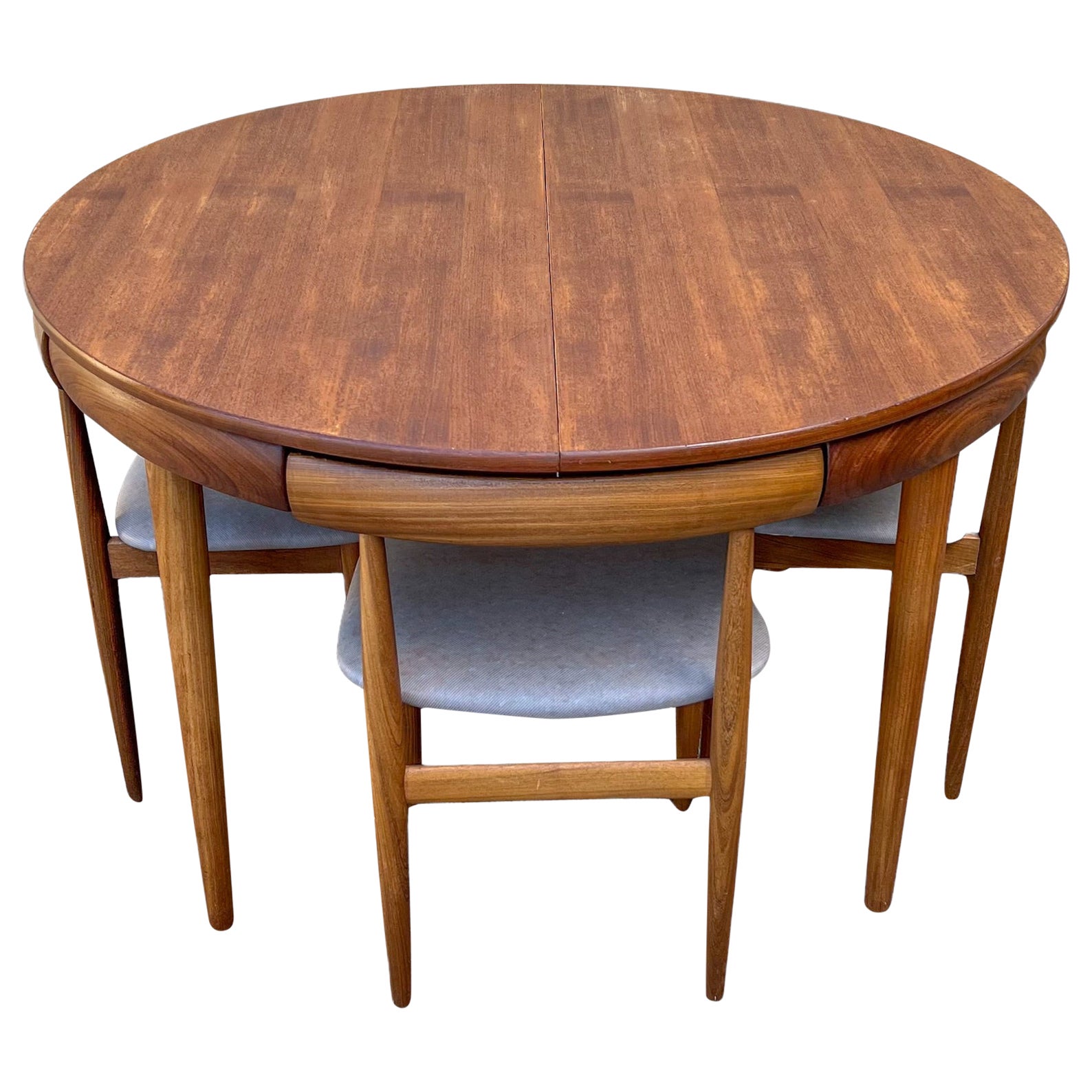 Hans Olsen Round Expanding Teak Butterfly-Leaf Dining Set for Frem Røjle