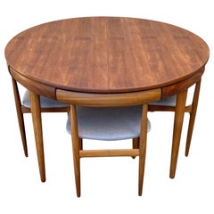 Hans Olsen Round Expanding Teak Butterfly-Leaf Dining Set for Frem Røjle