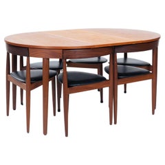 Hans Olsen Roundette teak diningset with extendable table and 6 chairs