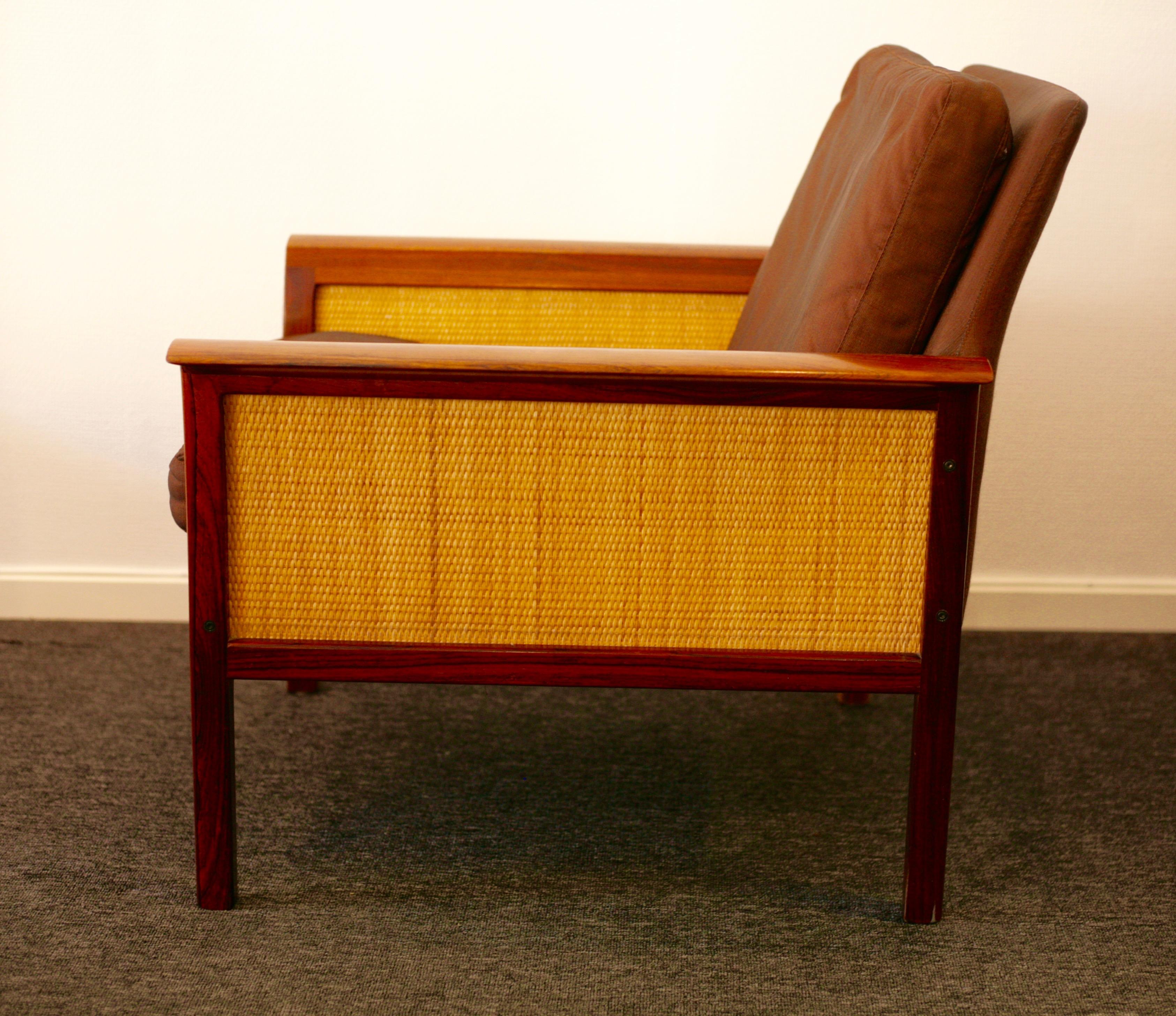 Scandinavian Modern Hans Olsen Set of 2 Rosewood Lounge Chairs for Vatne Furniture For Sale