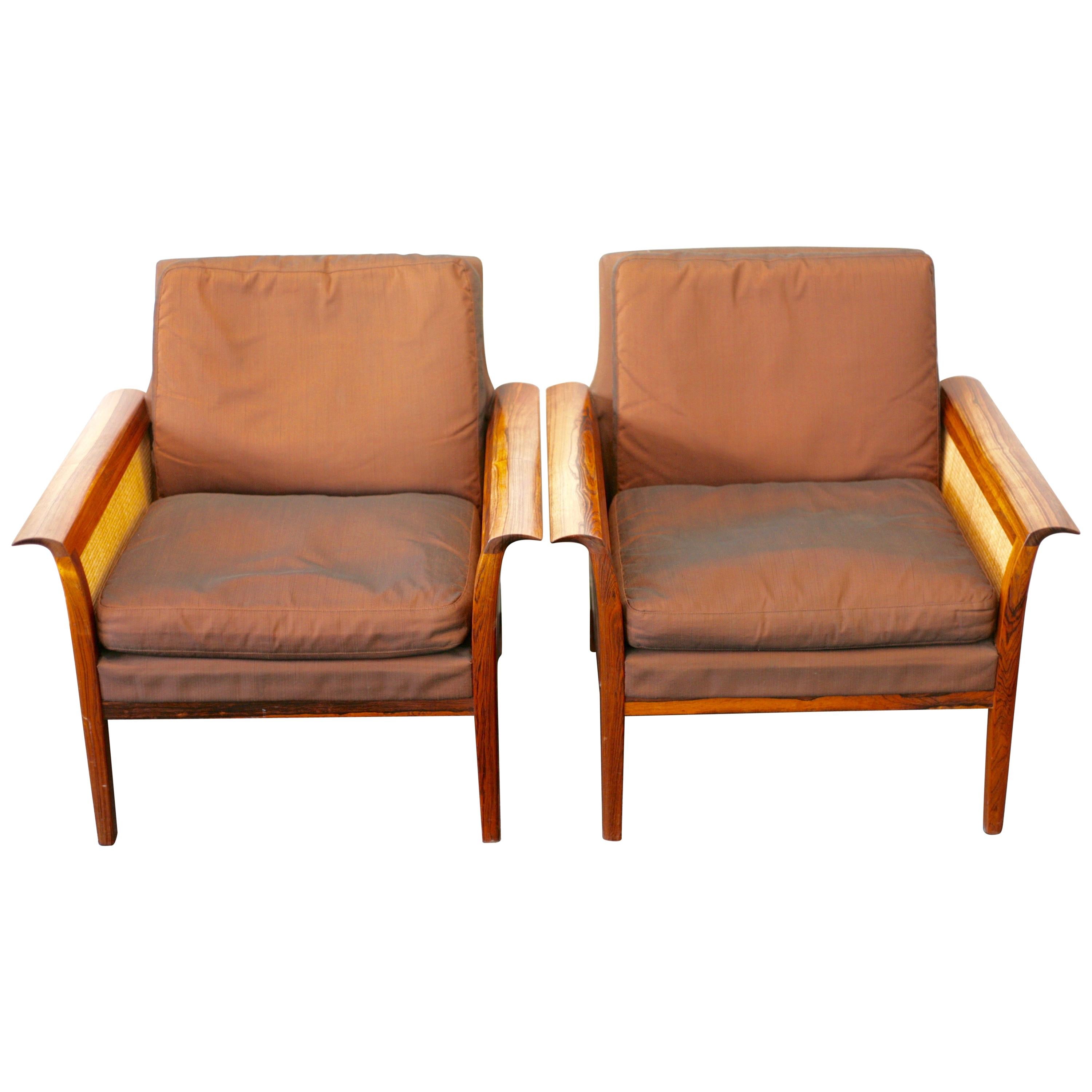 Hans Olsen Set of 2 Rosewood Lounge Chairs for Vatne Furniture For Sale