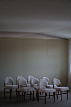 Hans Olsen, Set of 8 Chairs in Teak & Lambswool, Danish Mid Century Modern, 1960