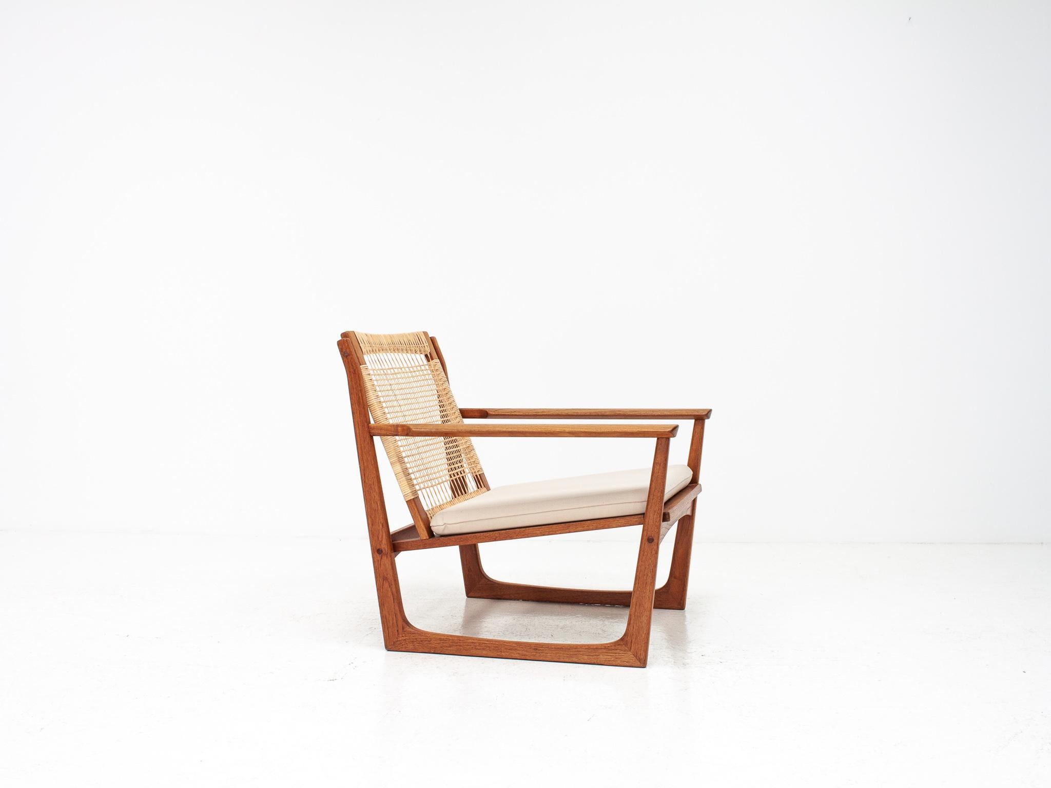 Teak Hans Olsen Sledge Based Easy Chair for Juul Kristensen, Denmark, 1950s