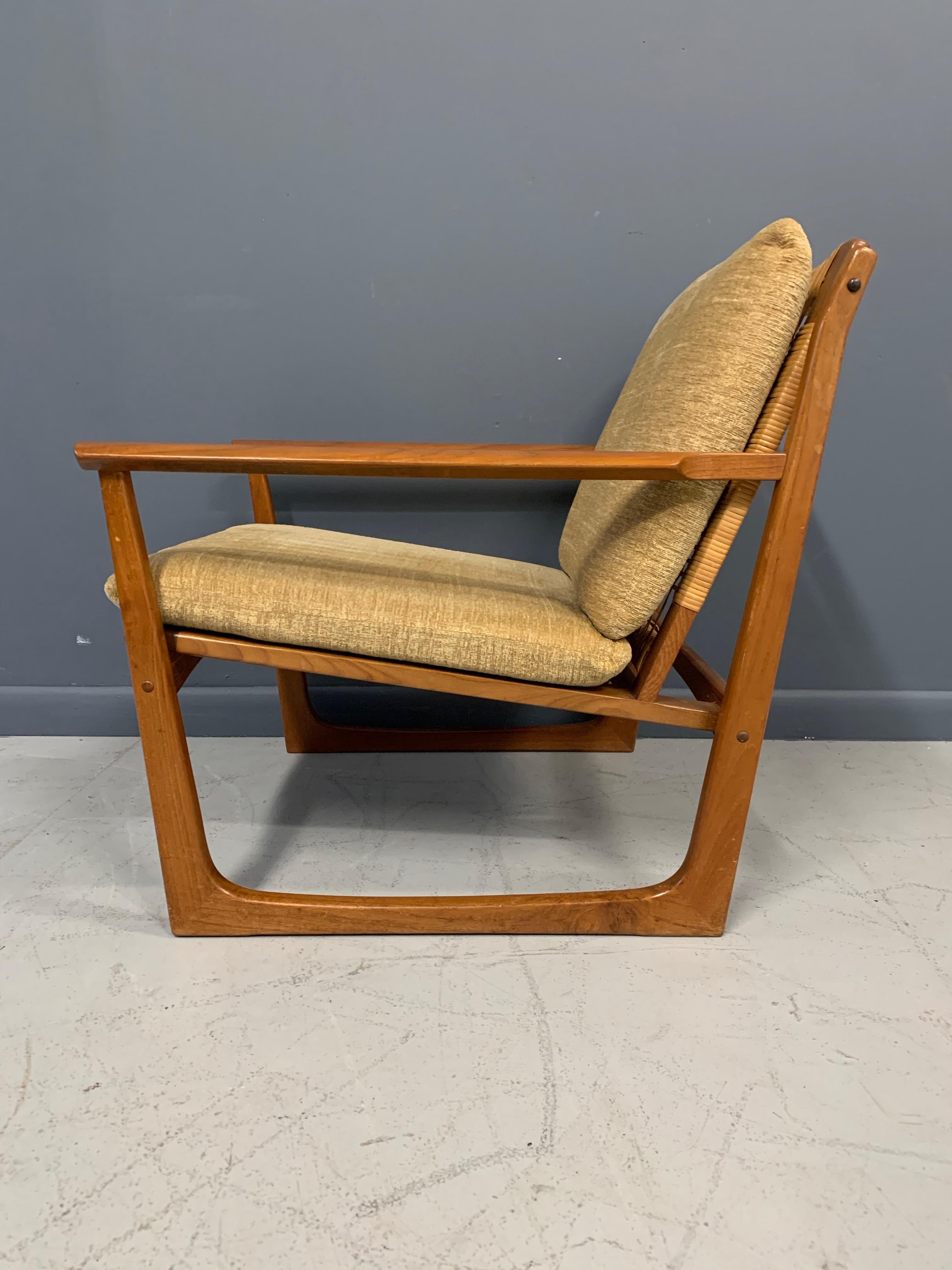 Hans Olsen Teak and Cane Lounge Chair for Juul Kristensen Midcentury 3