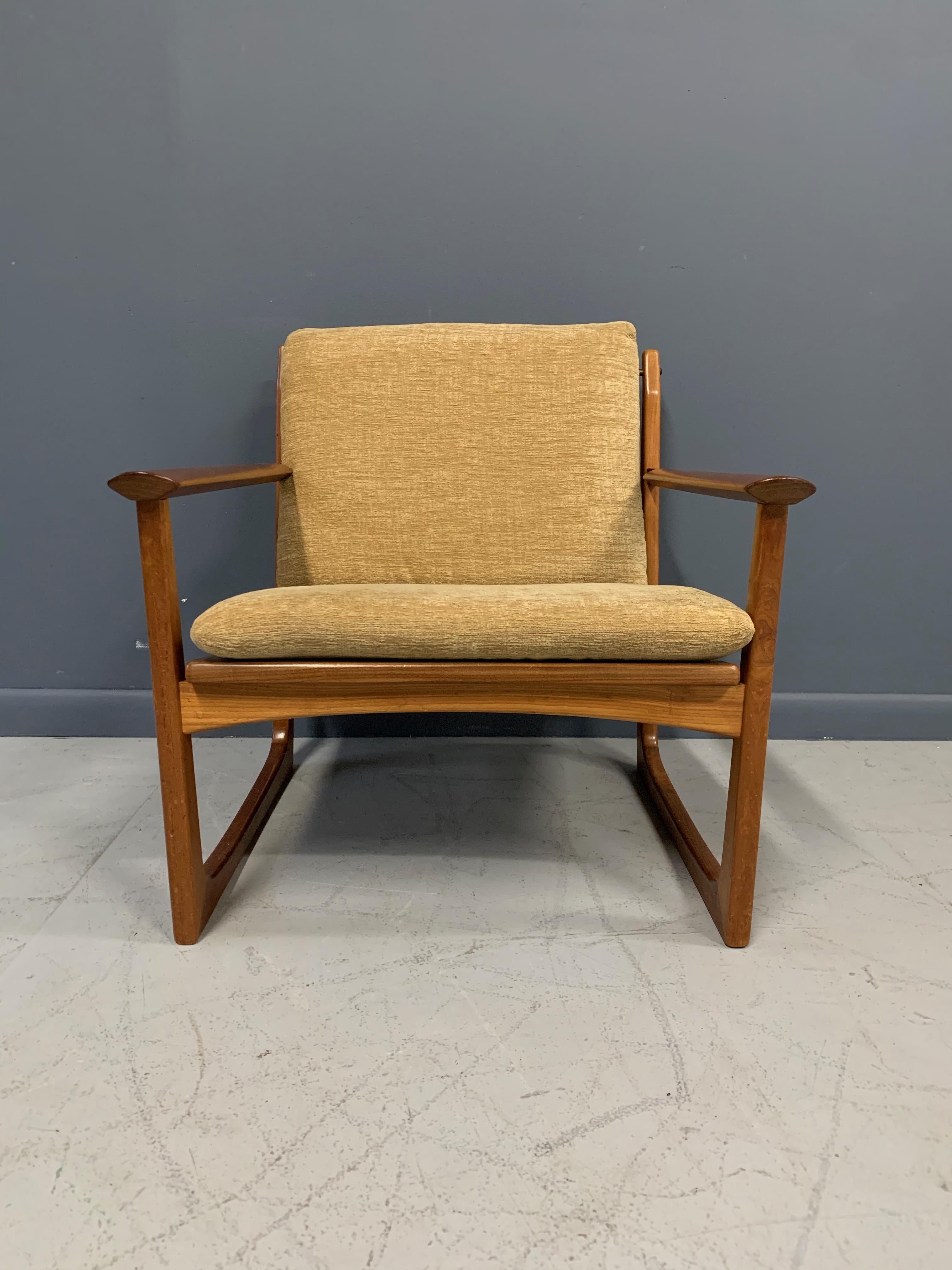 Hans Olsen Teak and Cane Lounge Chair for Juul Kristensen Midcentury 1