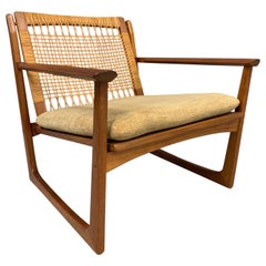 Hans Olsen Teak and Cane Lounge Chair for Juul Kristensen Midcentury