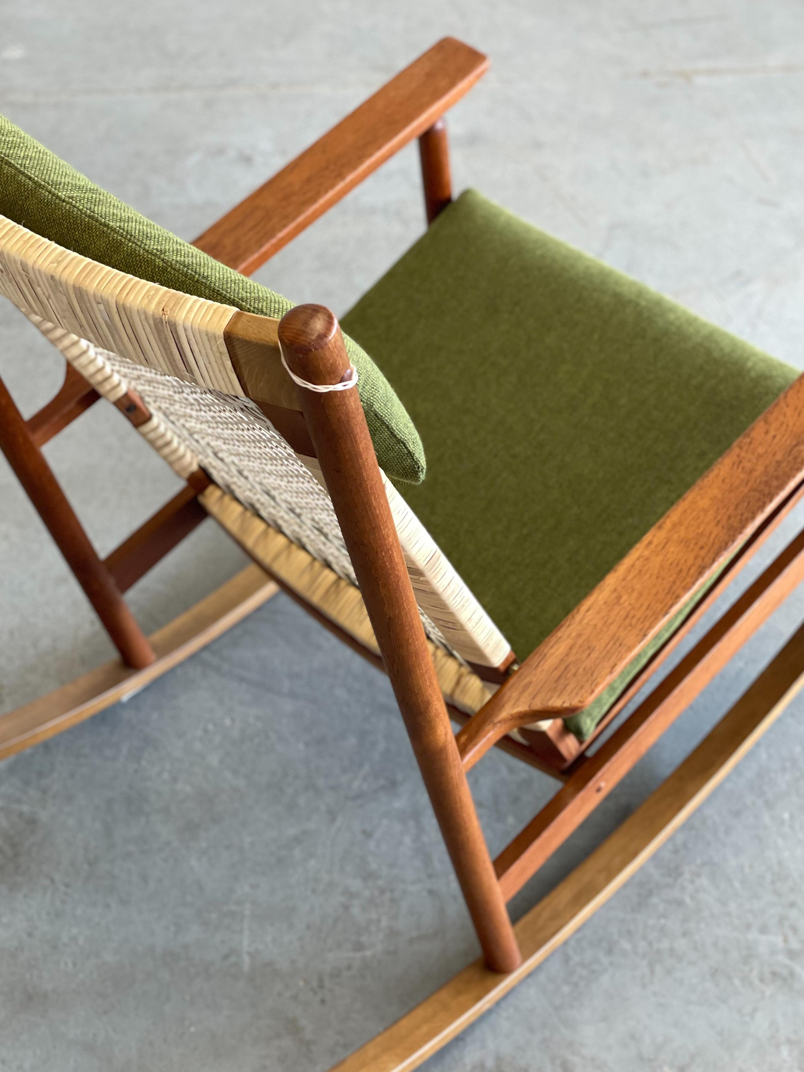 Danish Hans Olsen Teak and Oak Model 532A Rocking Chair