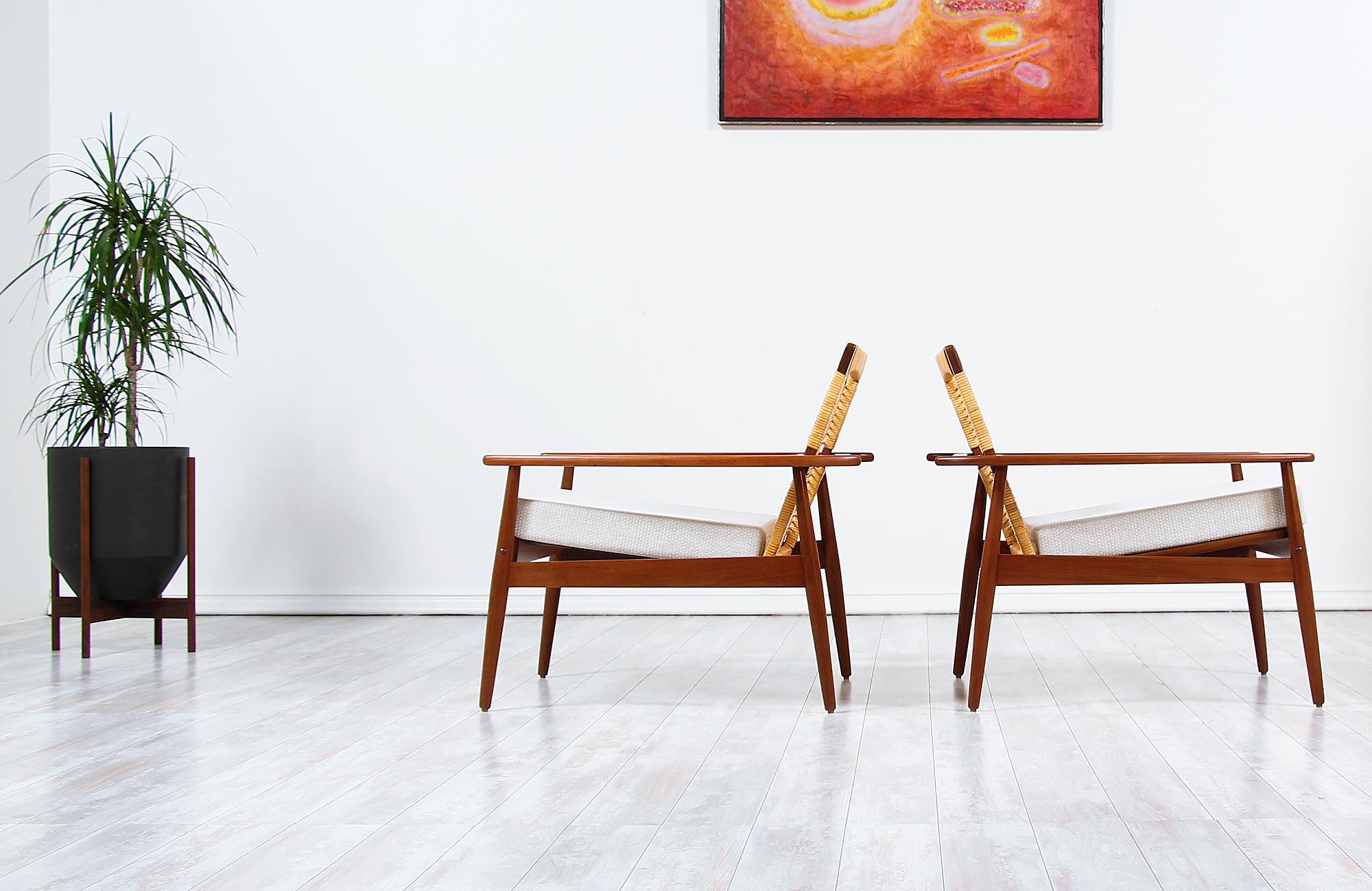 Hans Olsen Teak and Cane Lounge Chair for Juul Kristensen 3