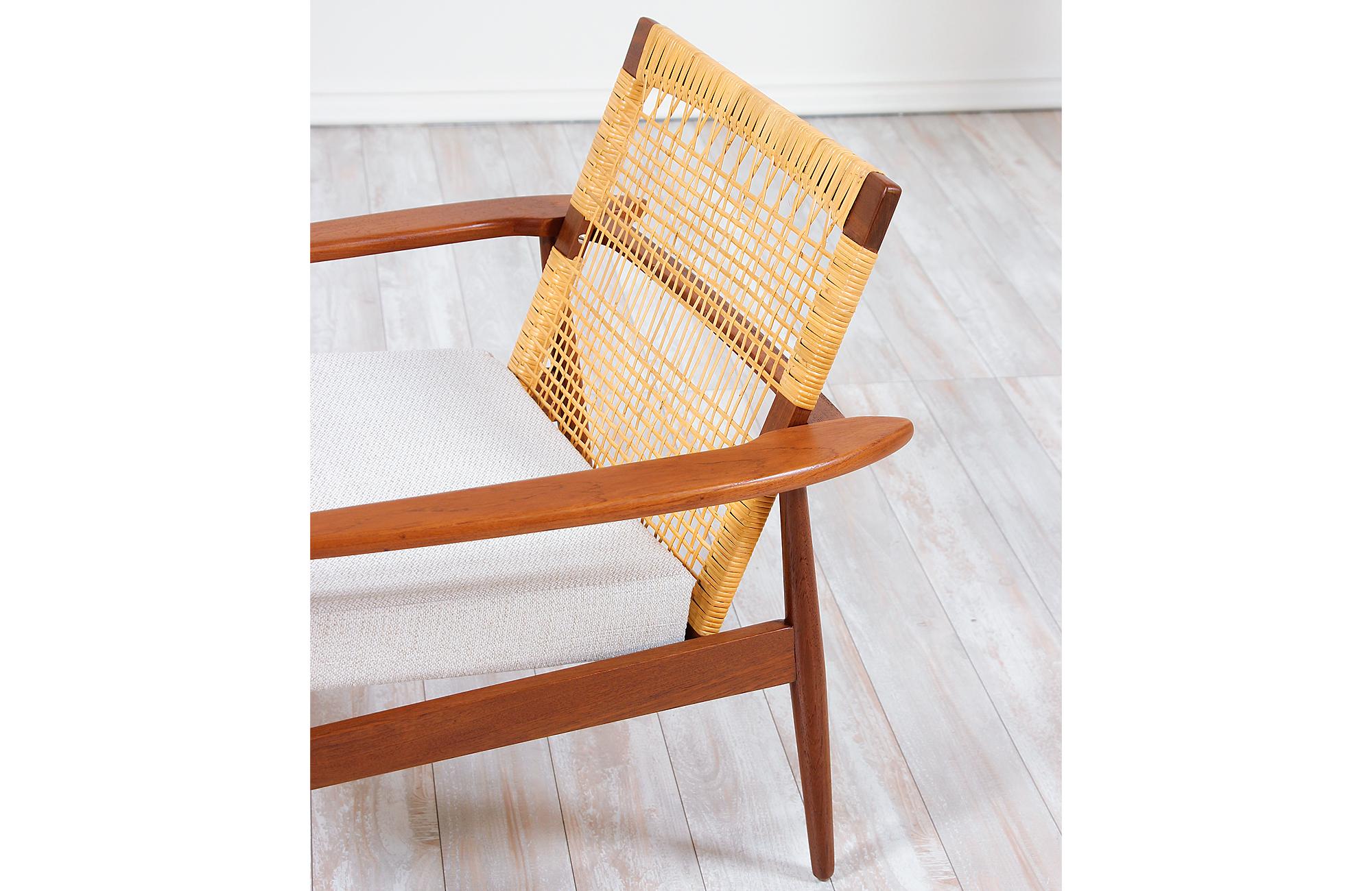 Hans Olsen Teak and Cane Lounge Chair for Juul Kristensen 4