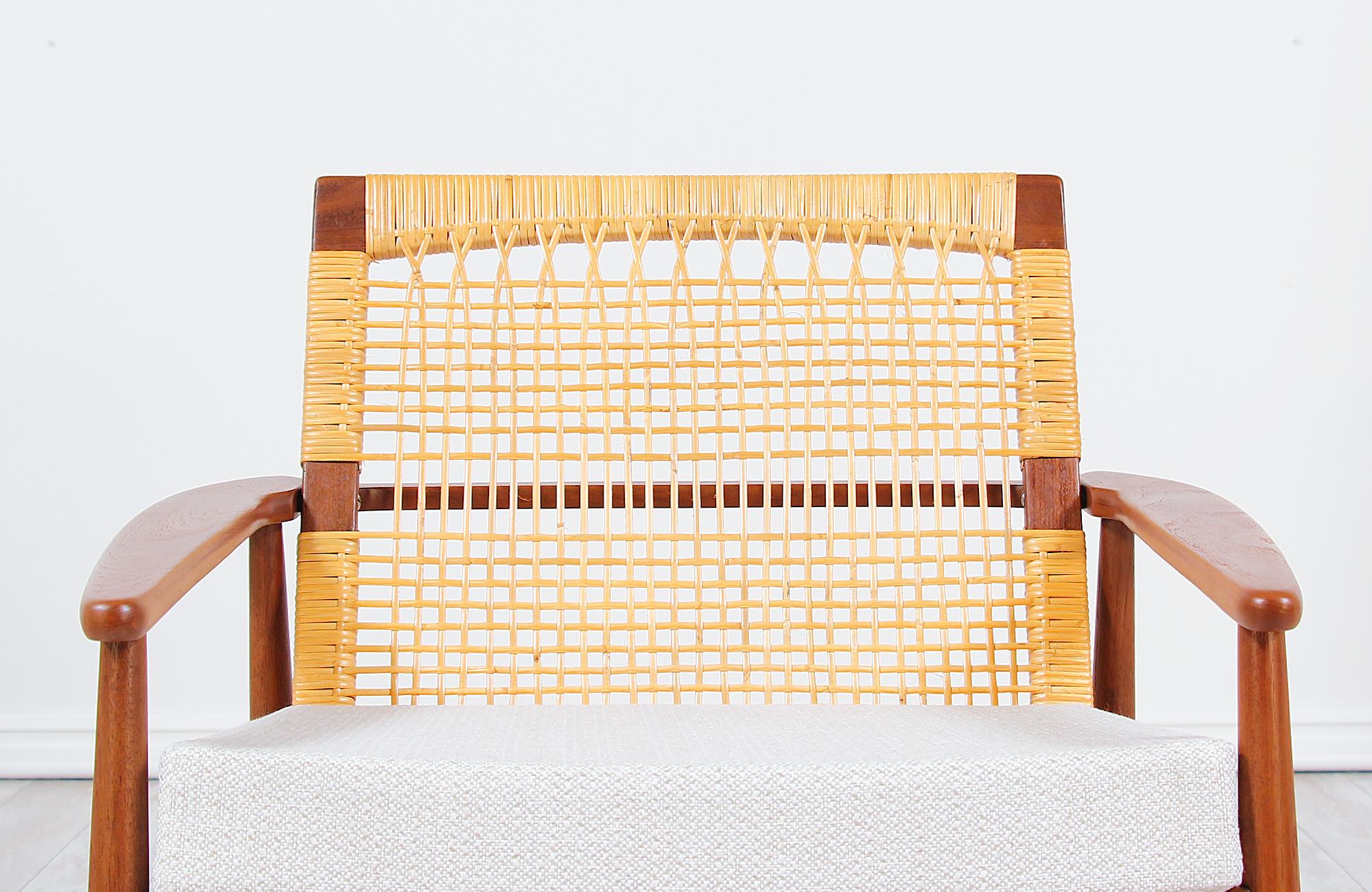 Hans Olsen Teak and Cane Lounge Chair for Juul Kristensen 5