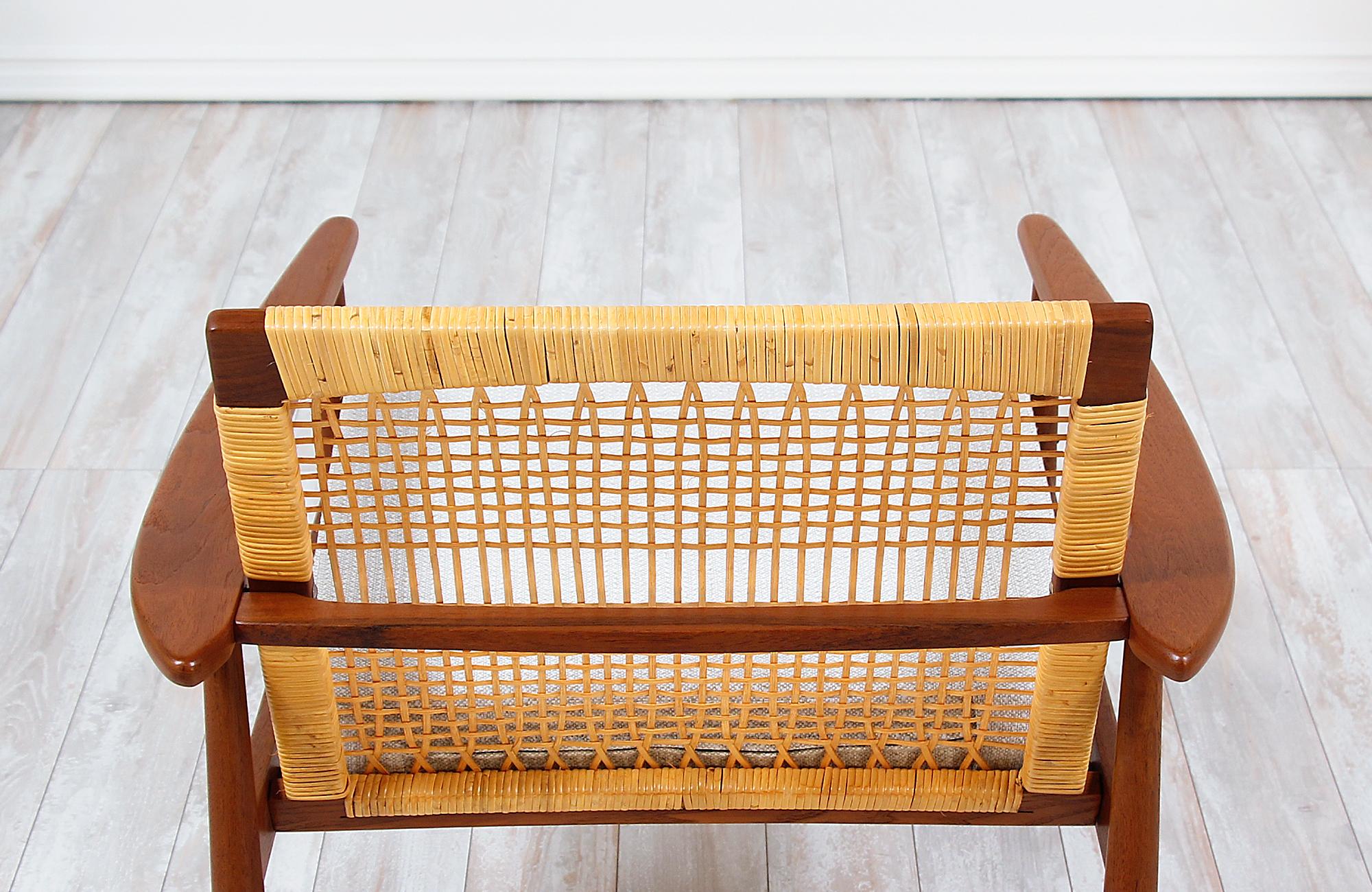Hans Olsen Teak and Cane Lounge Chair for Juul Kristensen 6