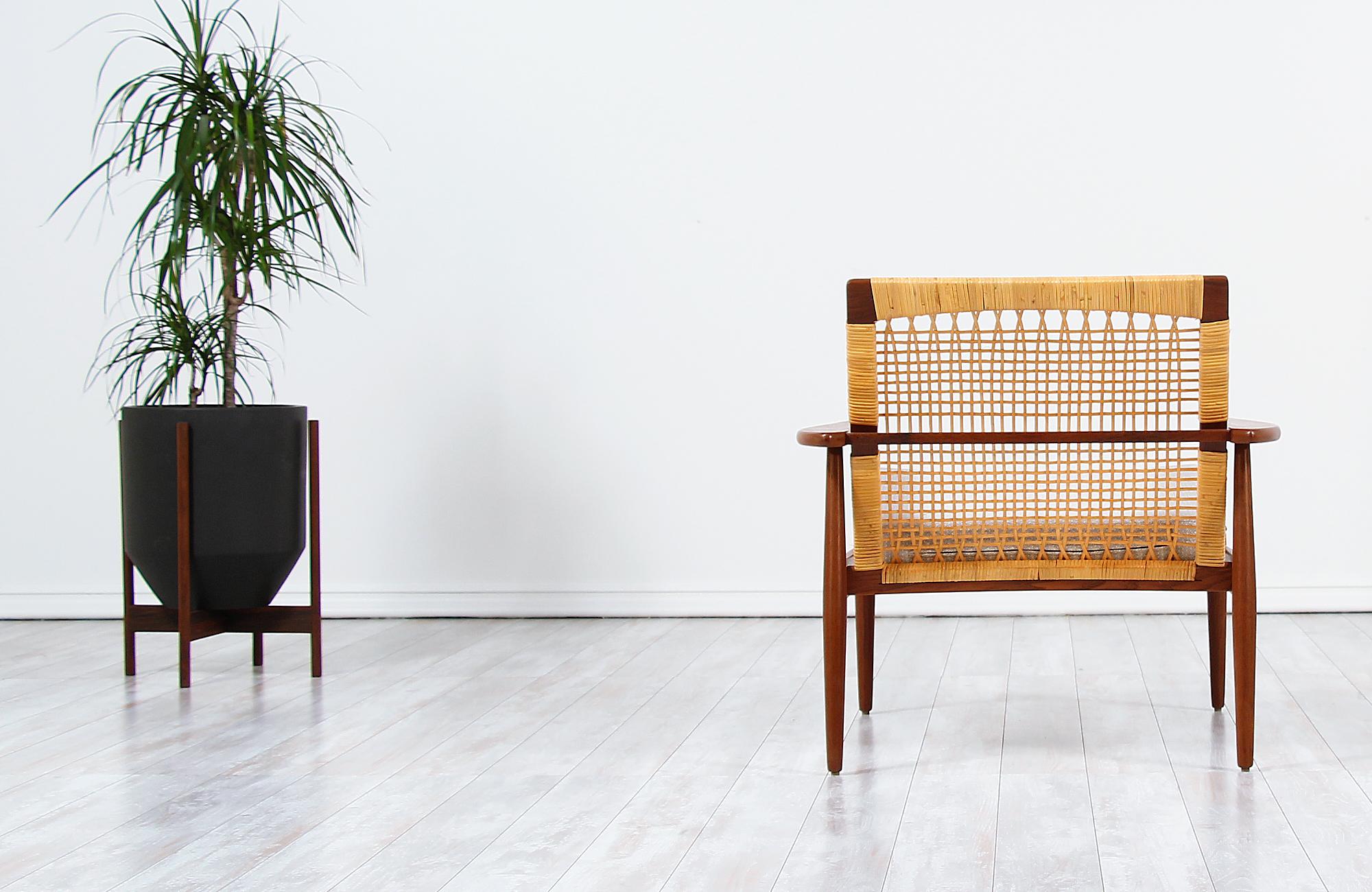 Mid-Century Modern Hans Olsen Teak and Cane Lounge Chair for Juul Kristensen