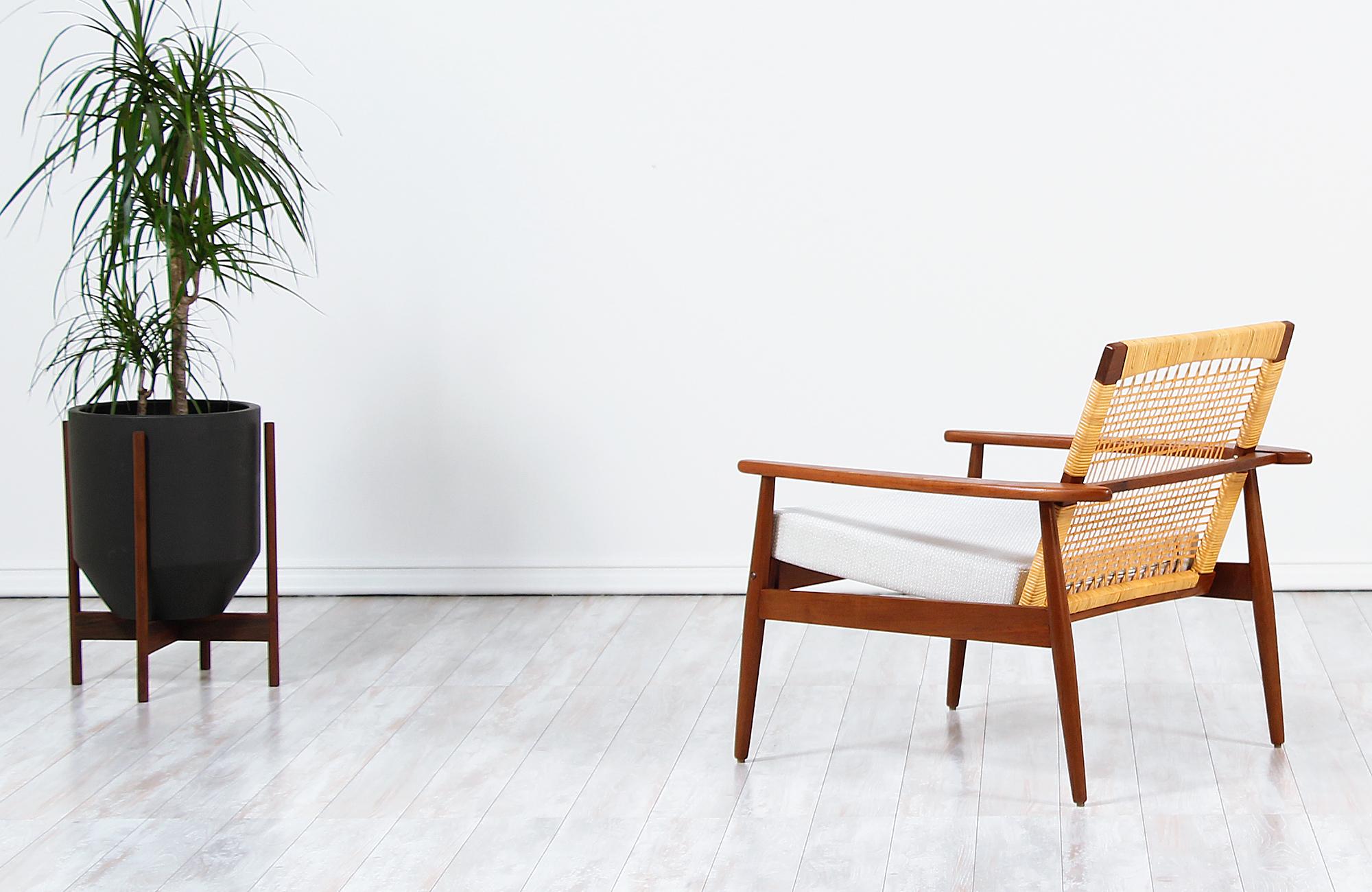 Danish Hans Olsen Teak and Cane Lounge Chair for Juul Kristensen