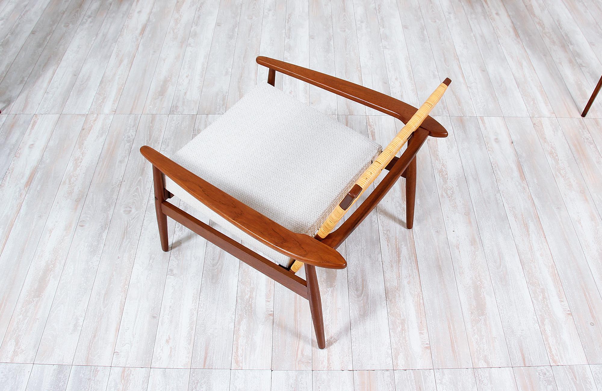 Hans Olsen Teak and Cane Lounge Chair for Juul Kristensen In Excellent Condition In Los Angeles, CA