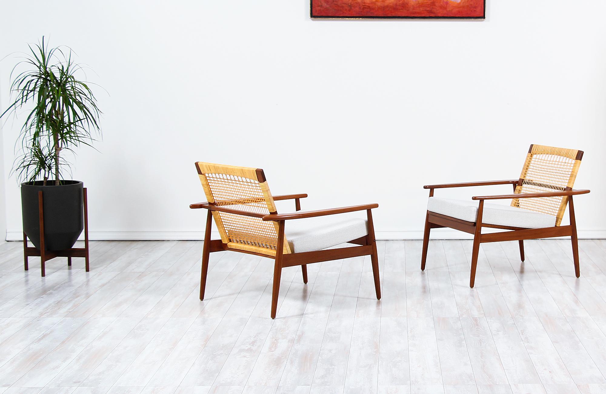 Hans Olsen Teak and Cane Lounge Chair for Juul Kristensen 2